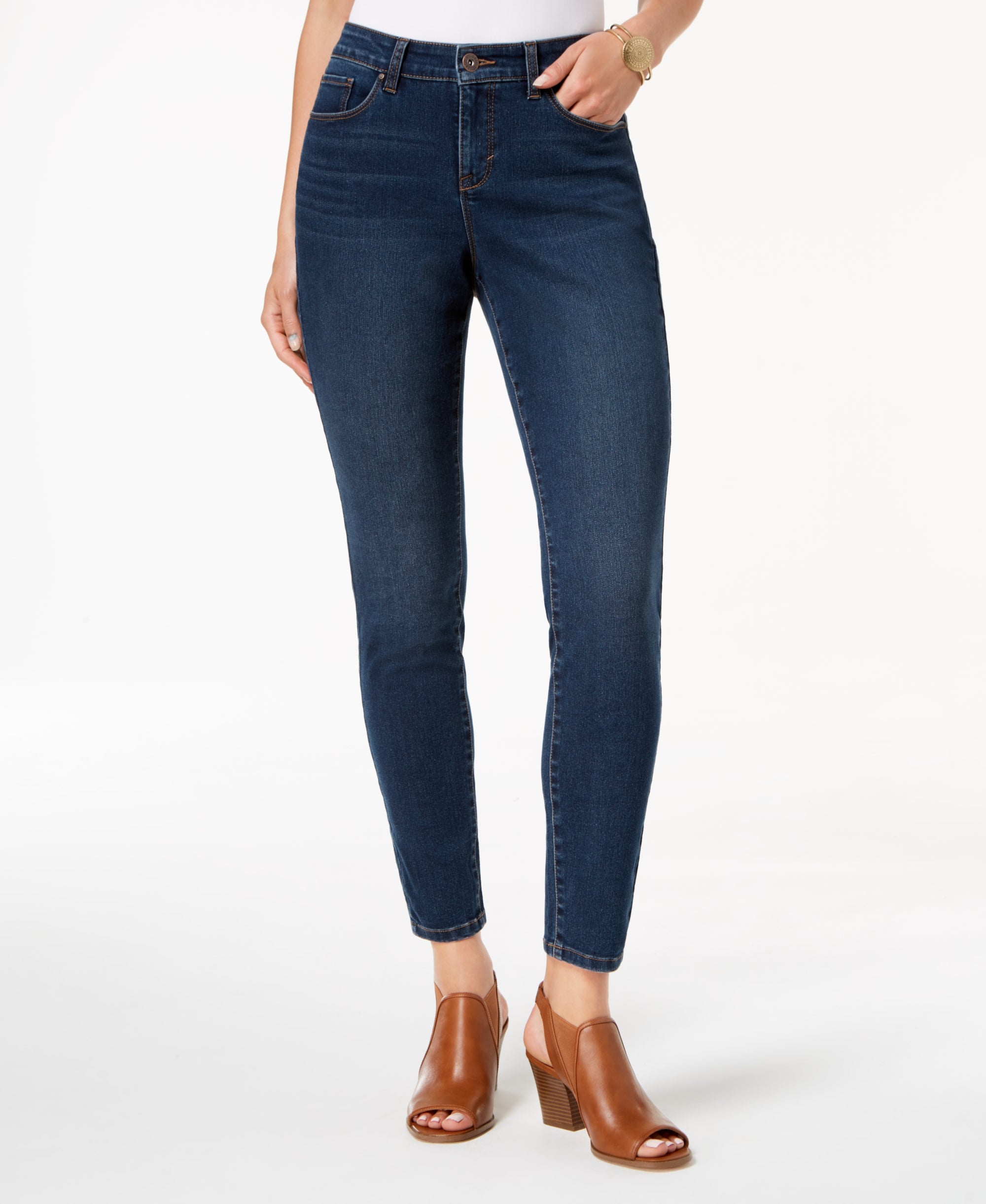 Women's Curvy-Fit Mid-Rise Skinny Jeans, Regular, Short and Long Lengths