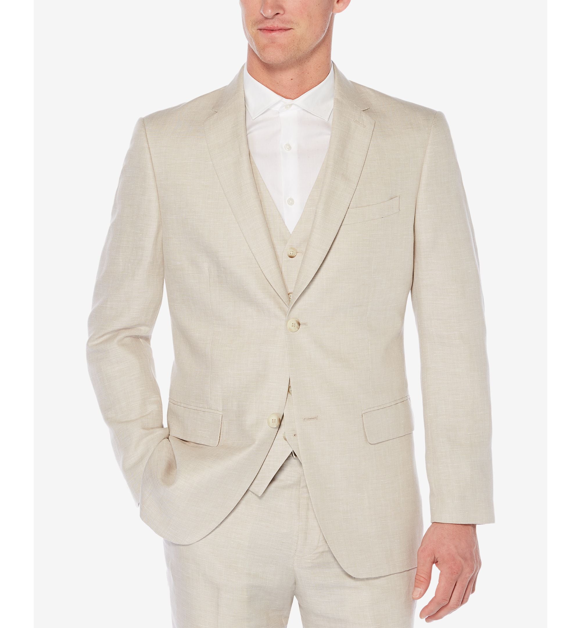Perry Ellis Mens Herringbone Linen Blazer
