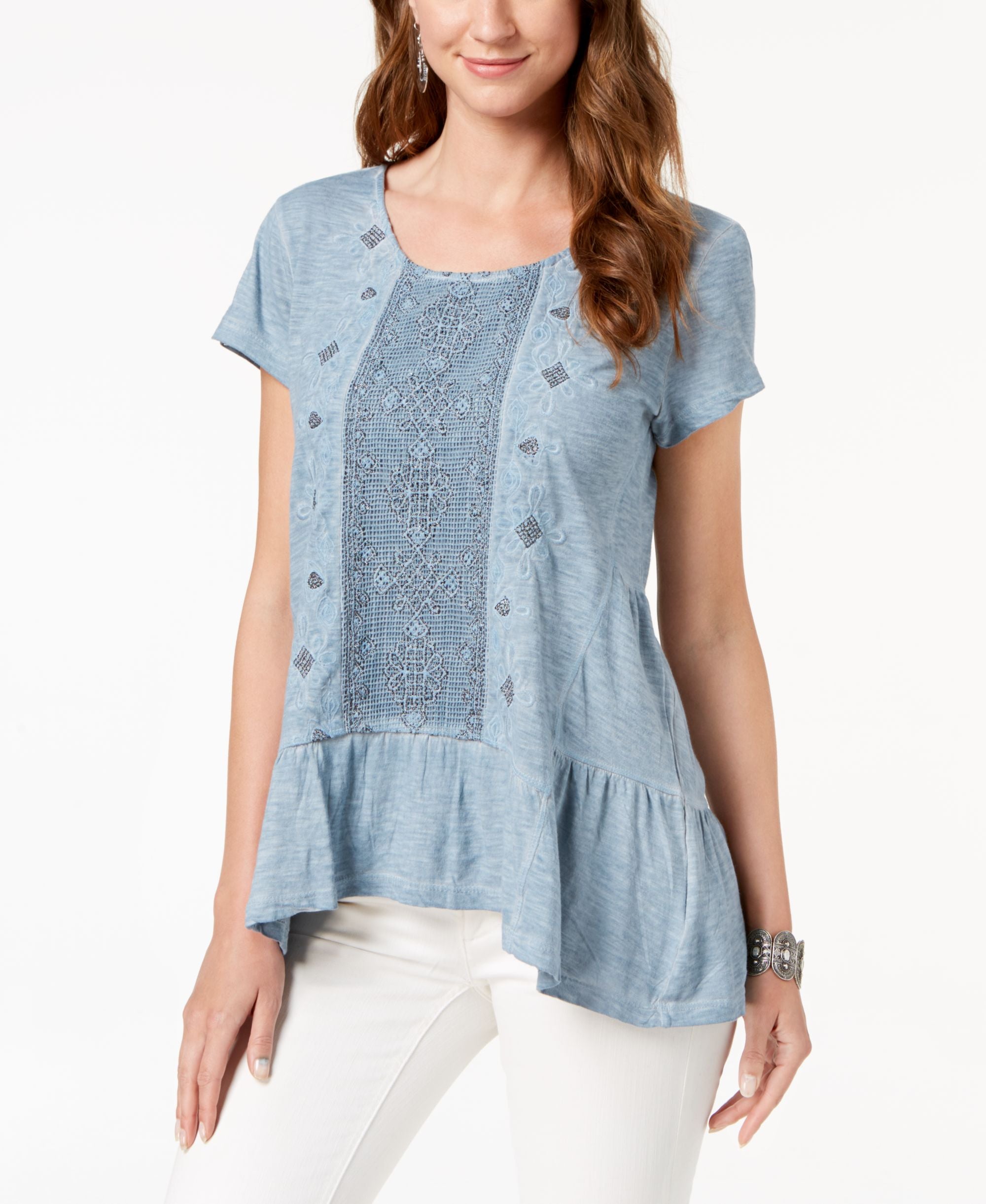 Style & Co Embellished Scoop Neck Top
