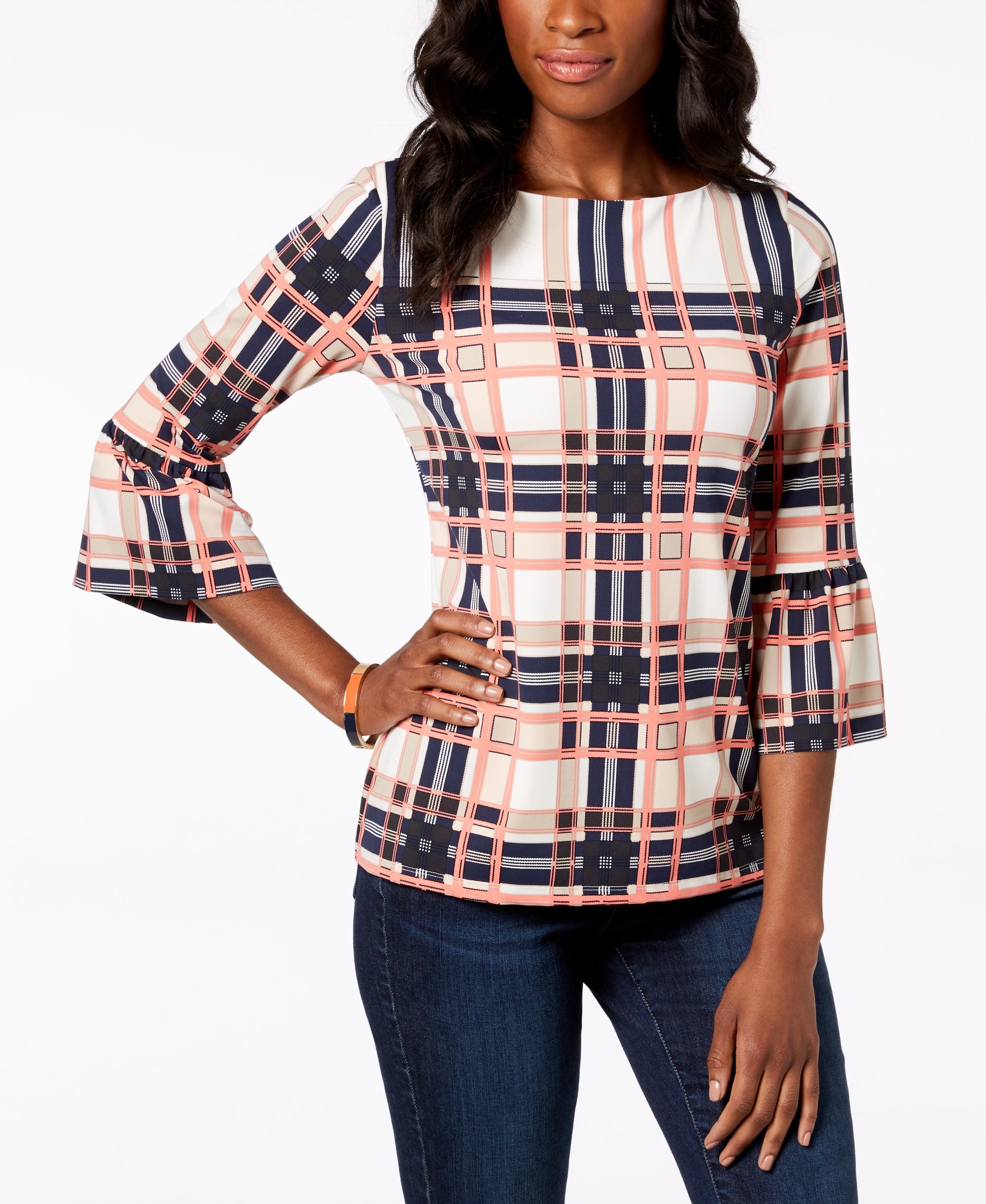 Charter Club Printed Flutter Sleeve Top