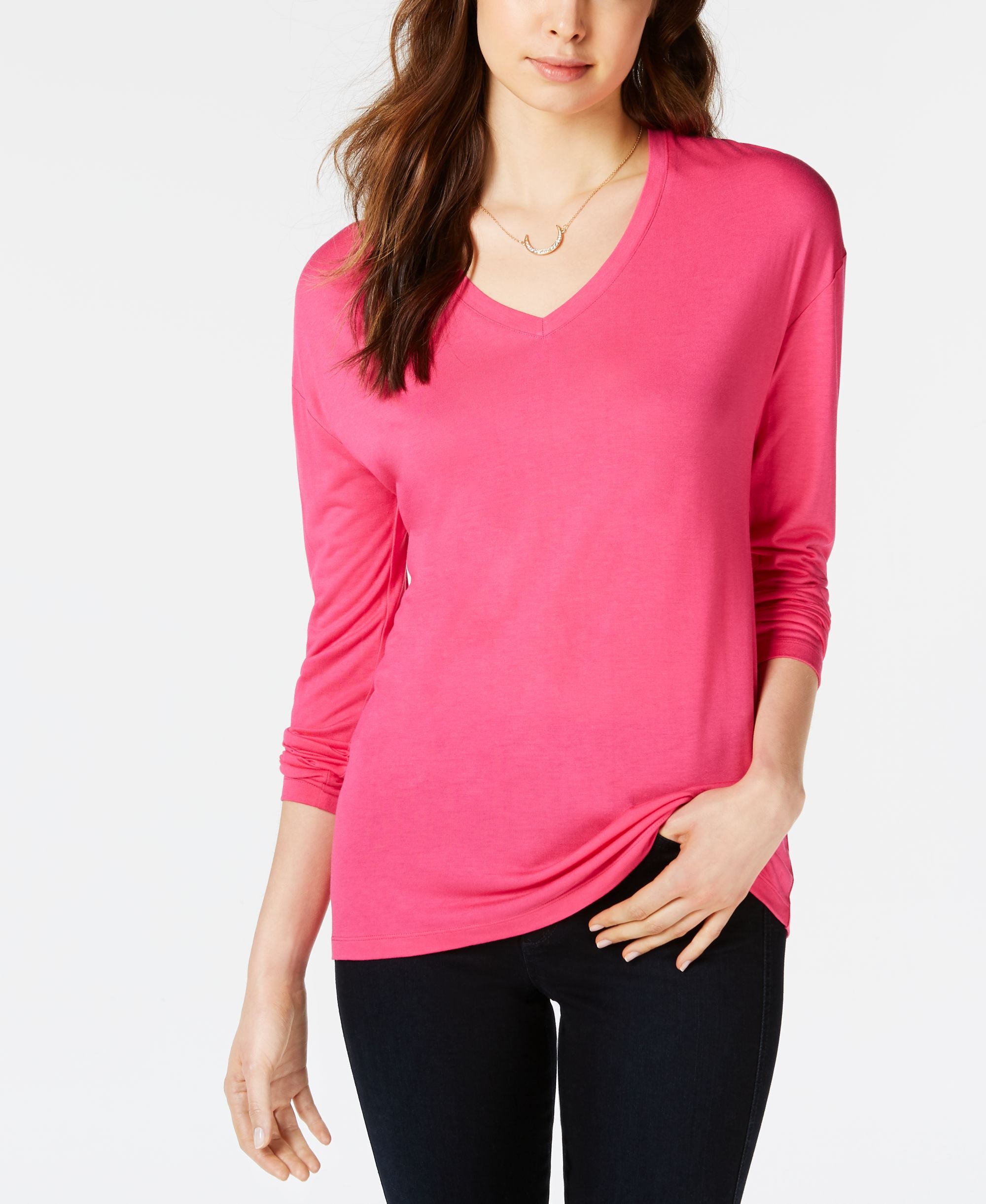 Dropped Shoulder V-Neck Jersey Top