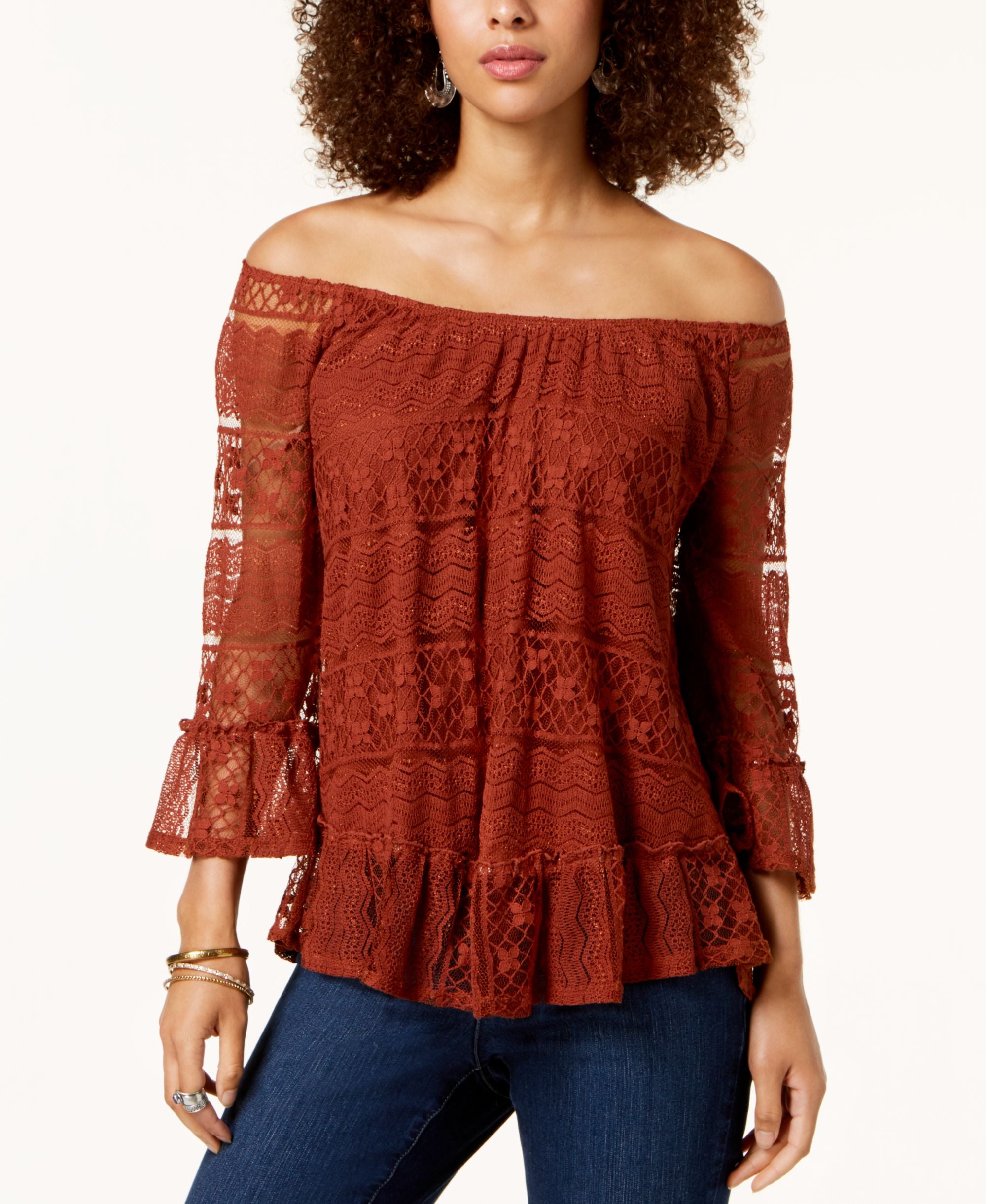 Style & Co Off The Shoulder Lace Top