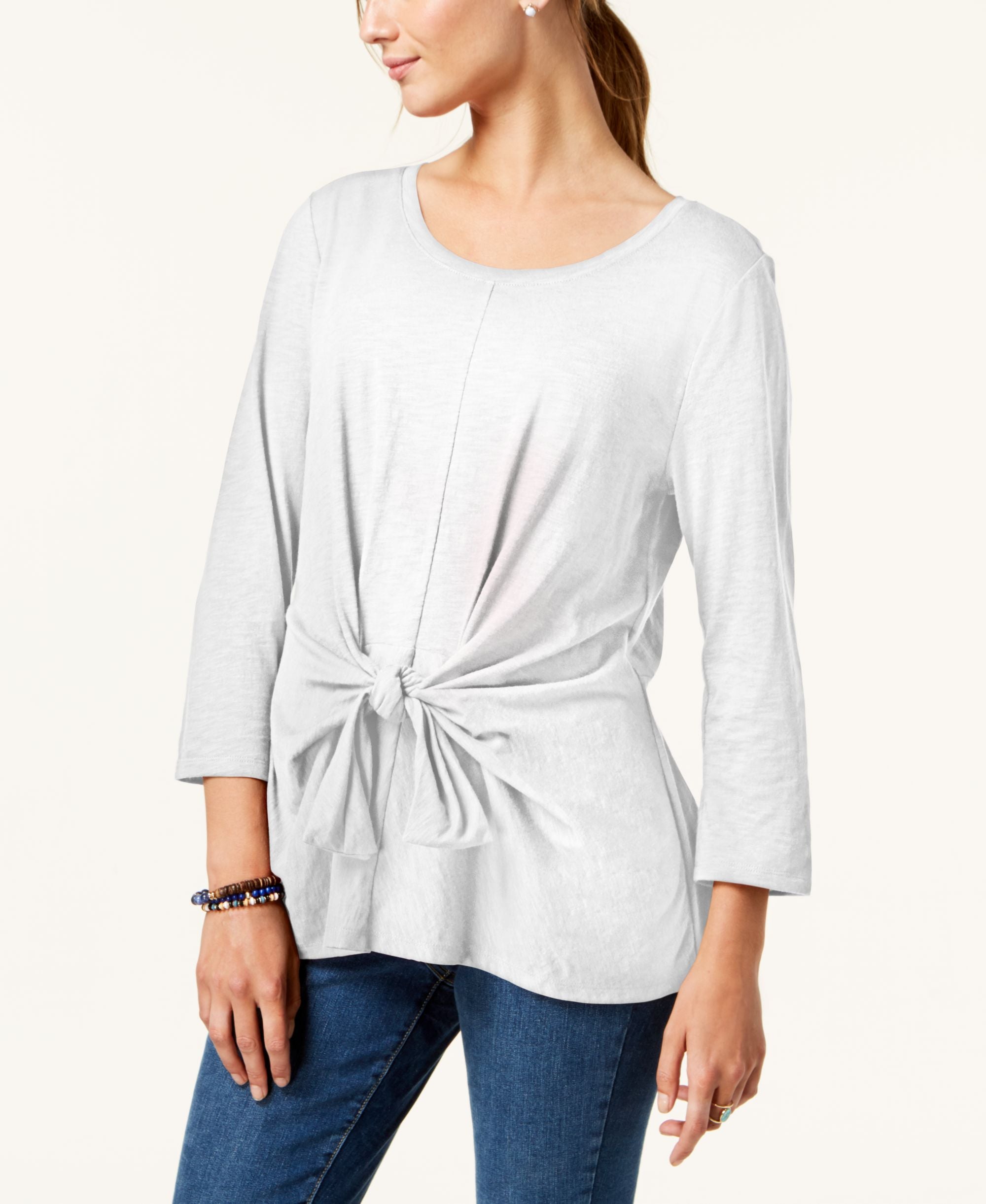 Style & Co Petite Tie Front Top