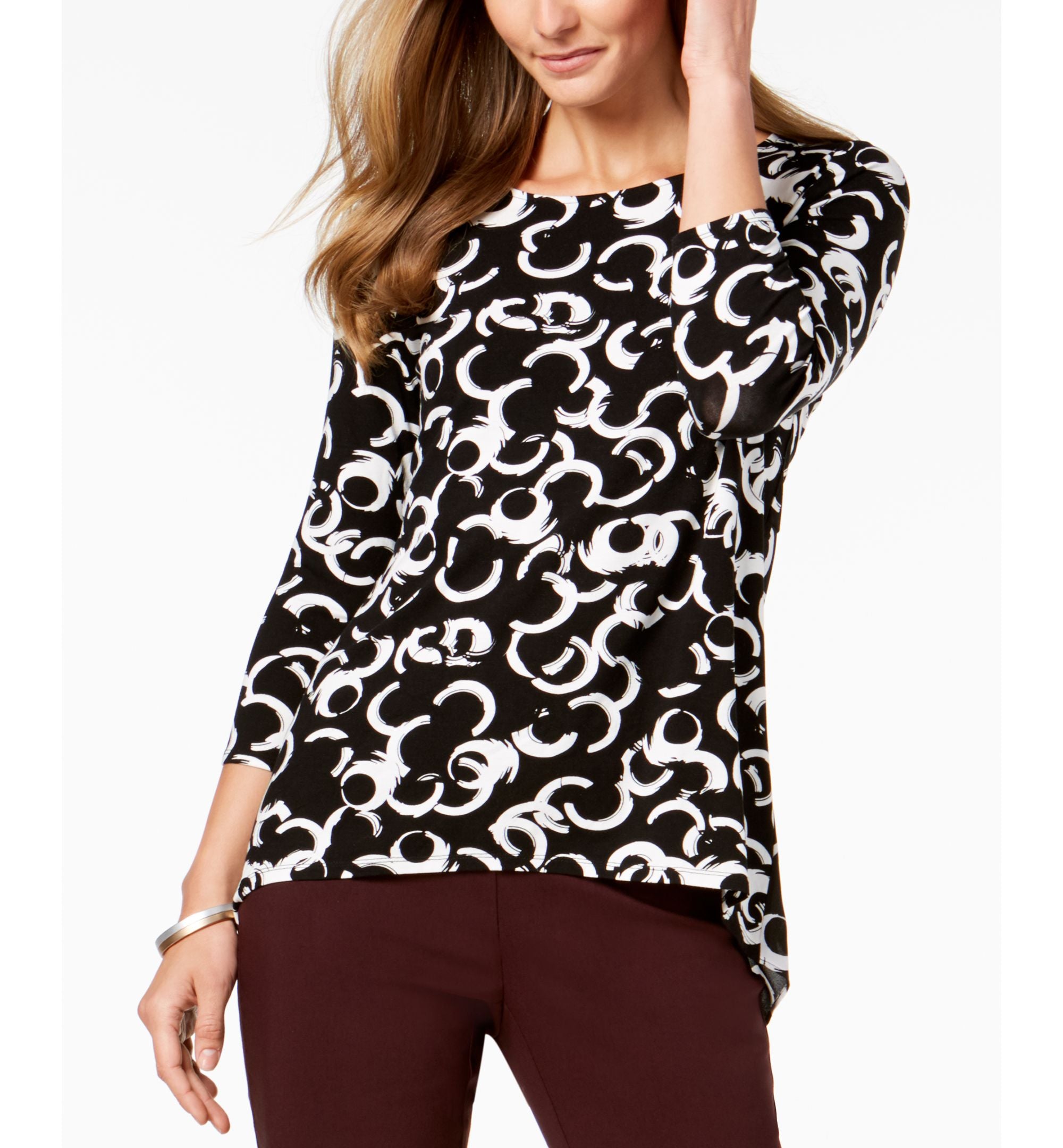 Printed Woven-Back Top