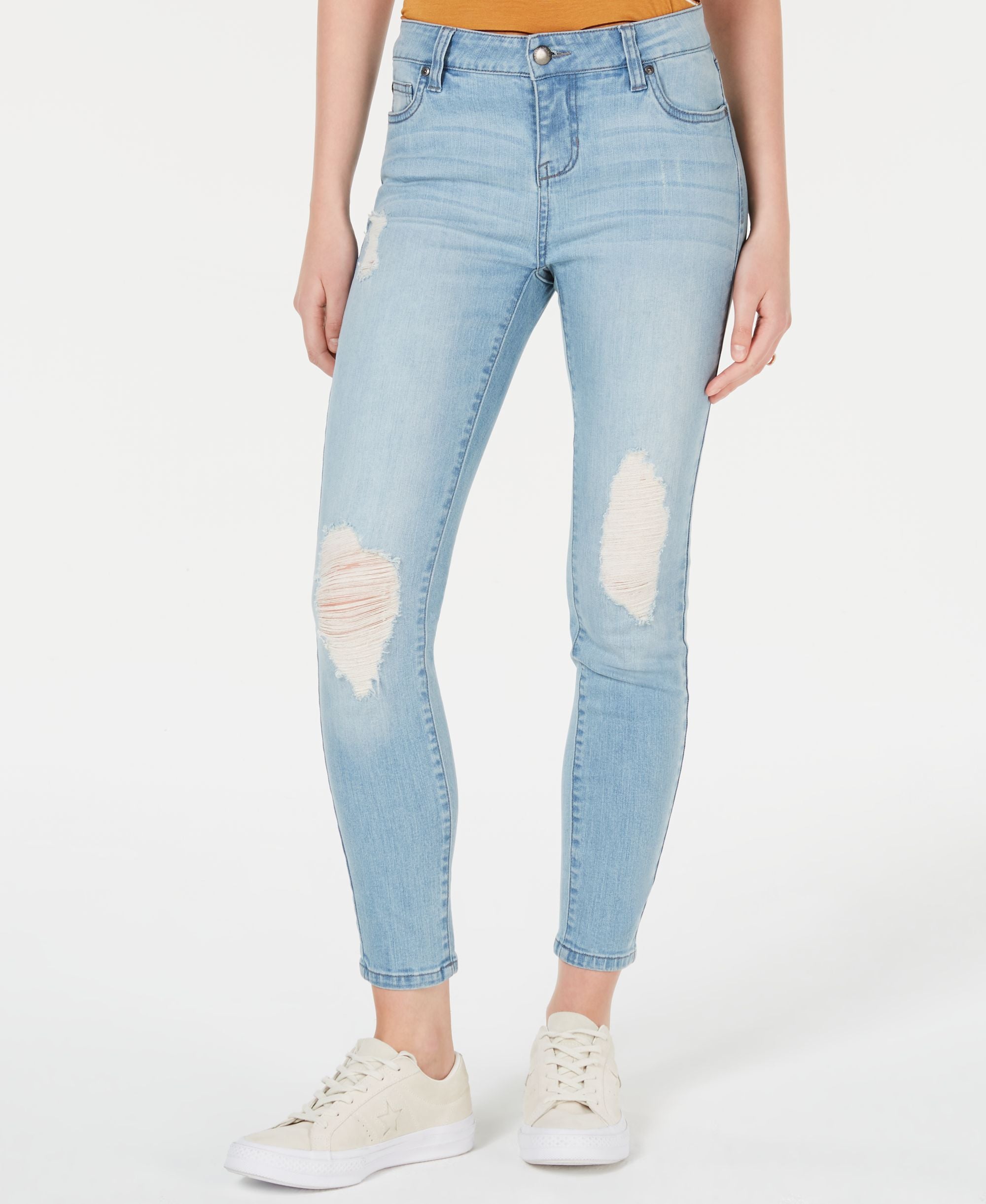 Celebrity Pink Juniors Ripped Skinny Ankle Jeans