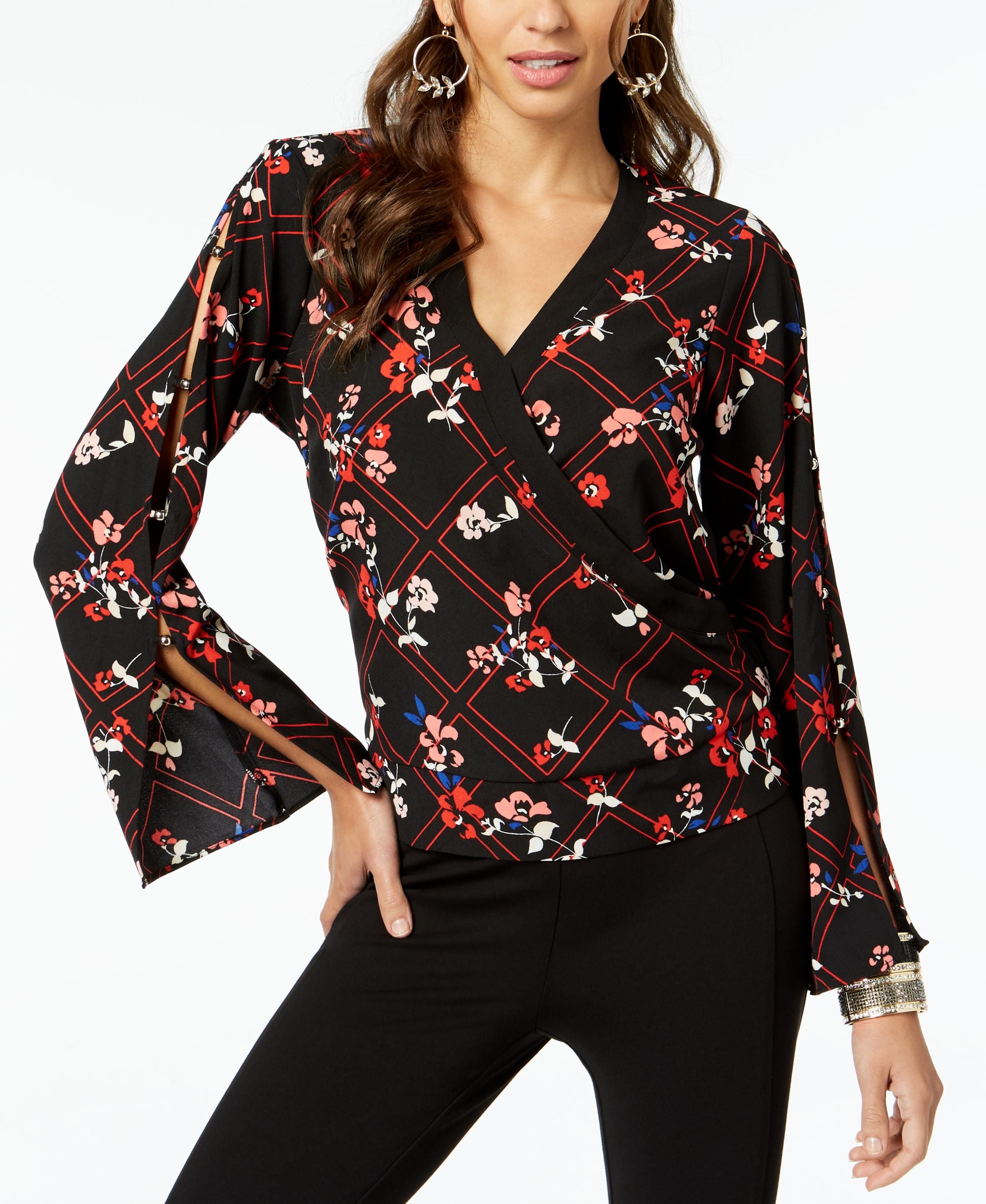 Thalia Sodi Printed Split Sleeve Top
