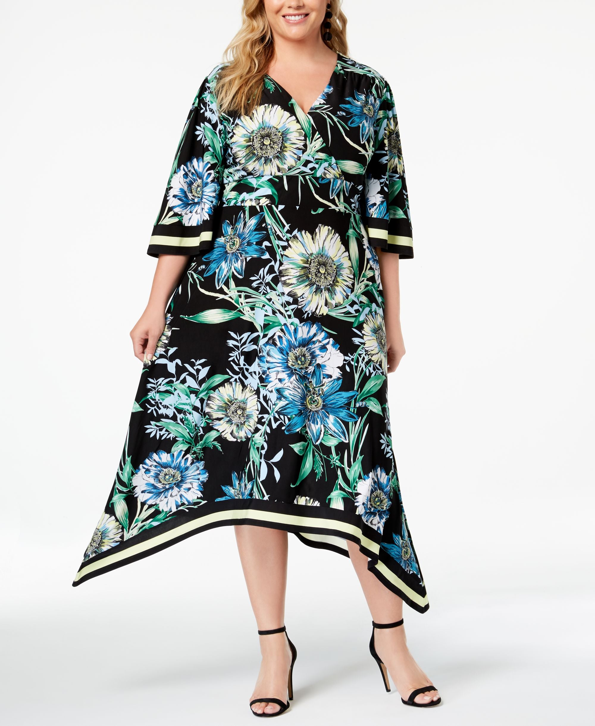 Plus Size Handkerchief Hem Midi Dress