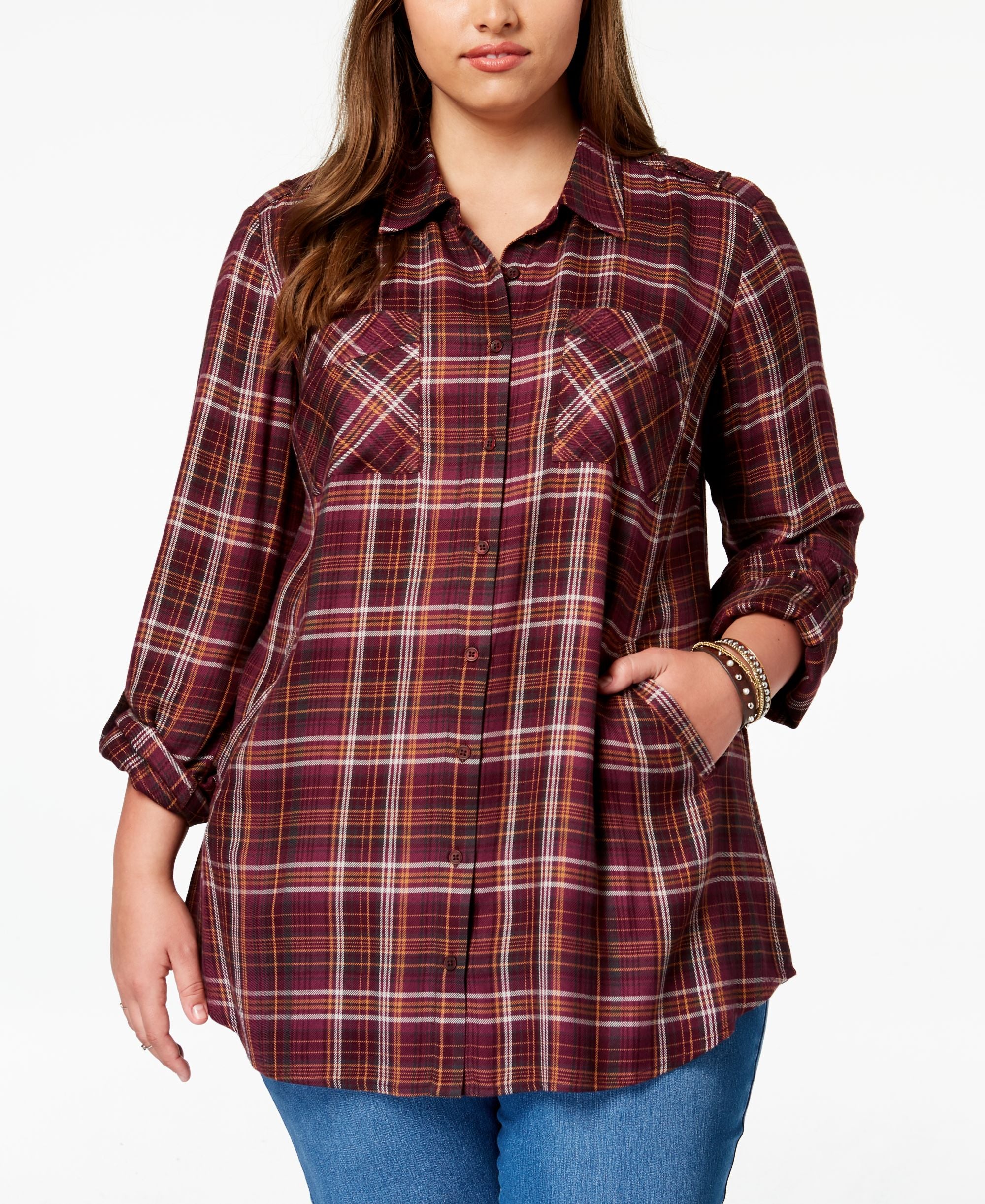 Plus Size Plaid Tunic