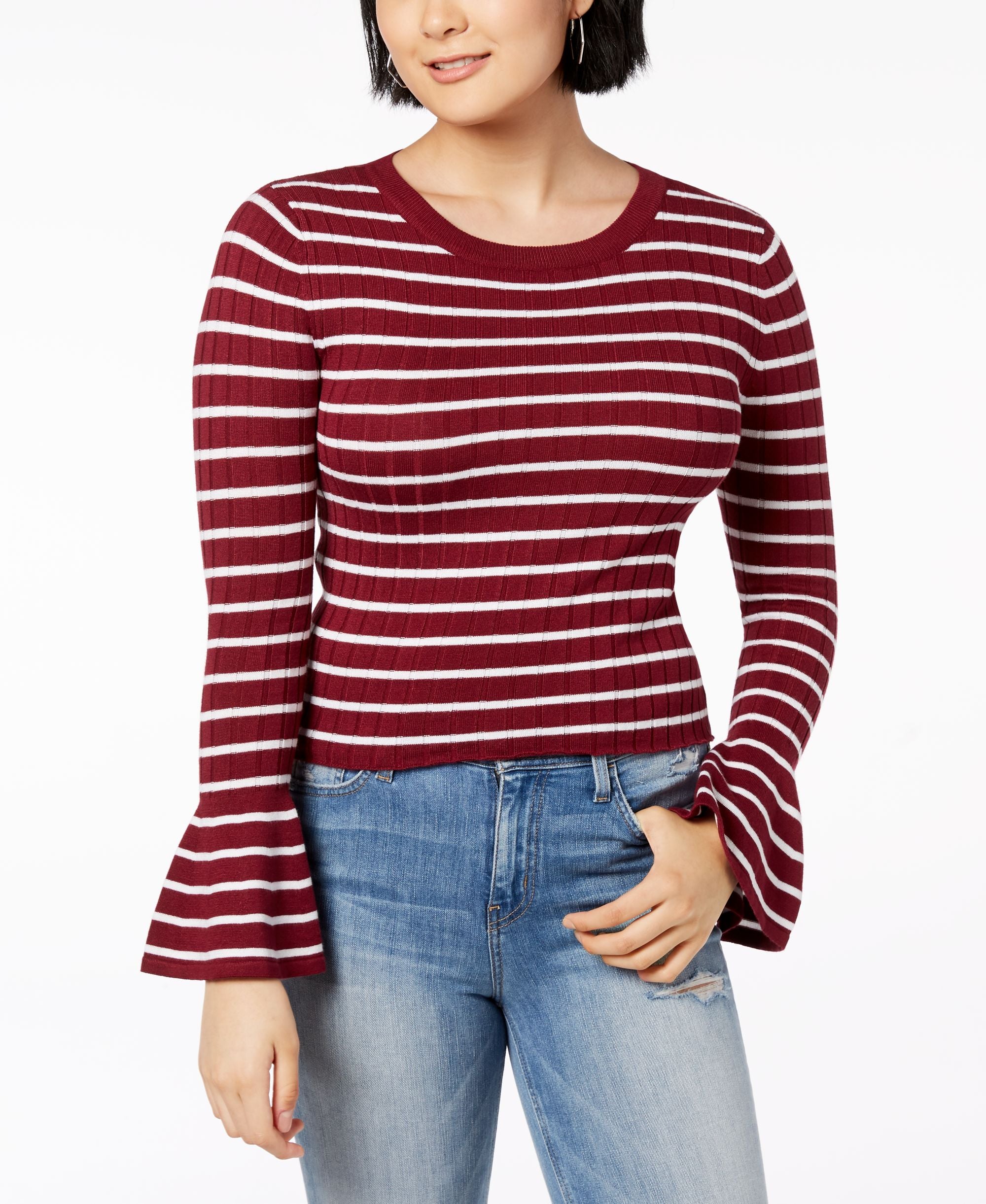 Ultra Flirt Juniors Ribbed Bell Sleeve Top