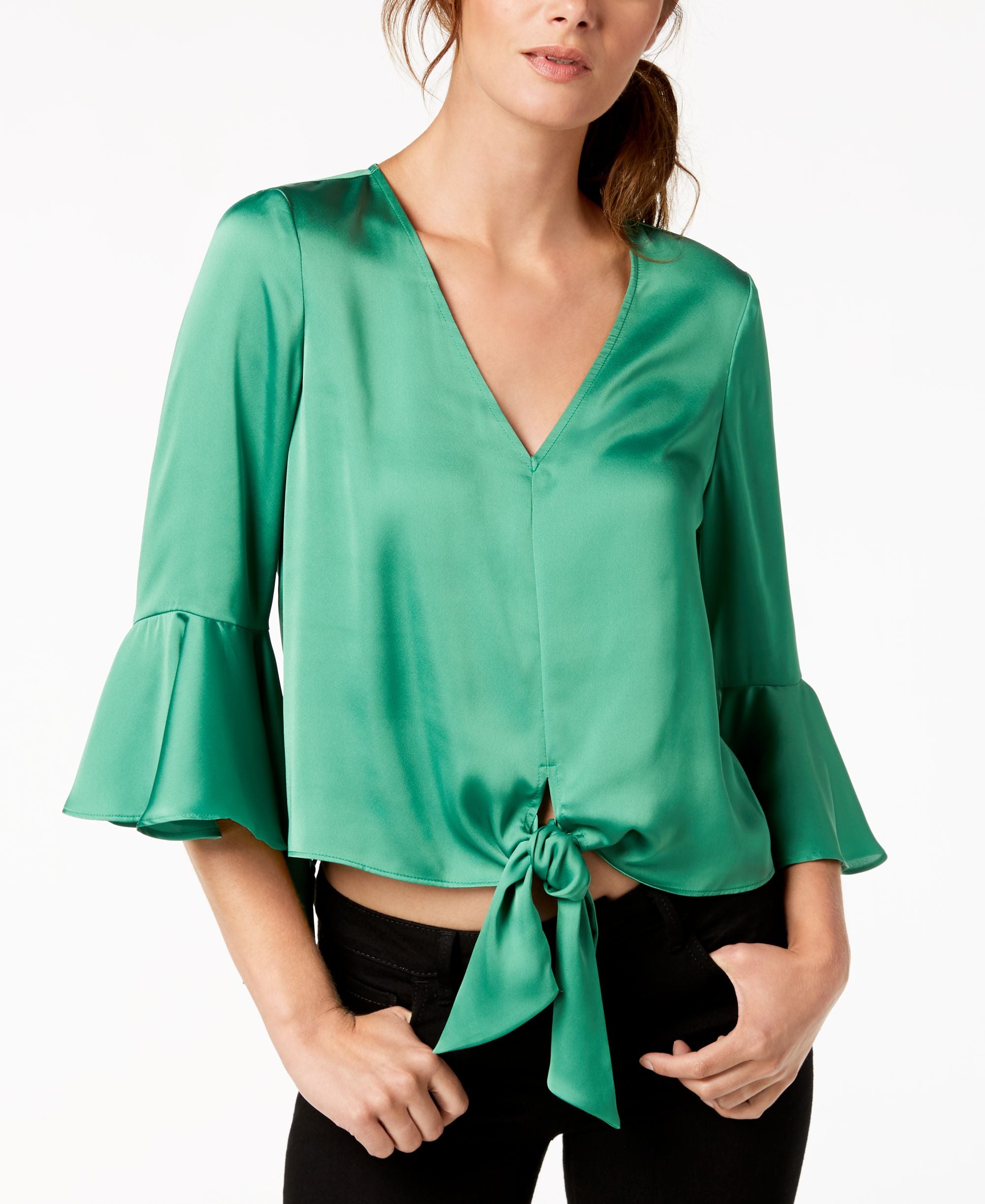 Bar III Tie Front Crop Top