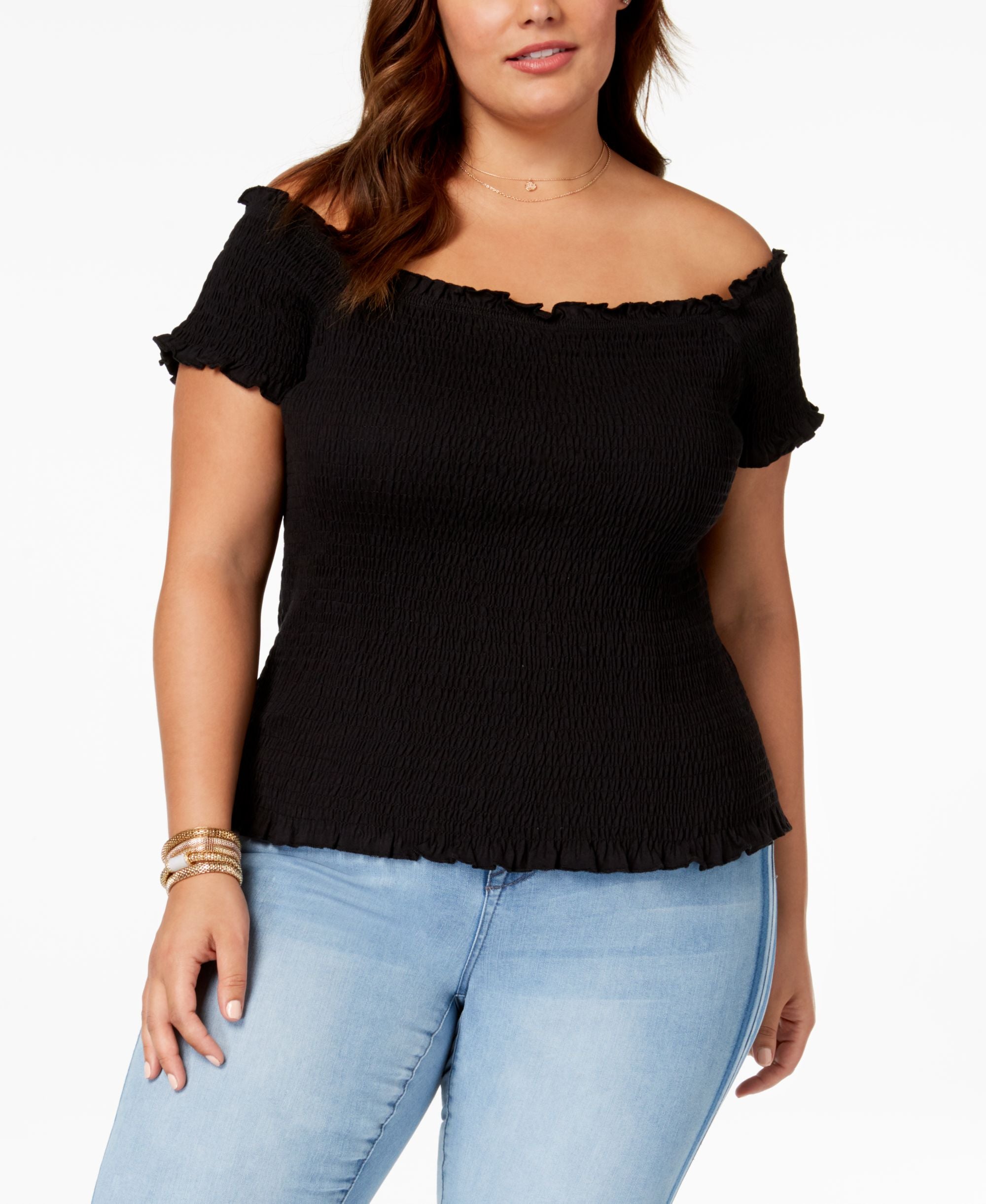 Say What Trendy Plus Size Cotton Off The Shoulder Top