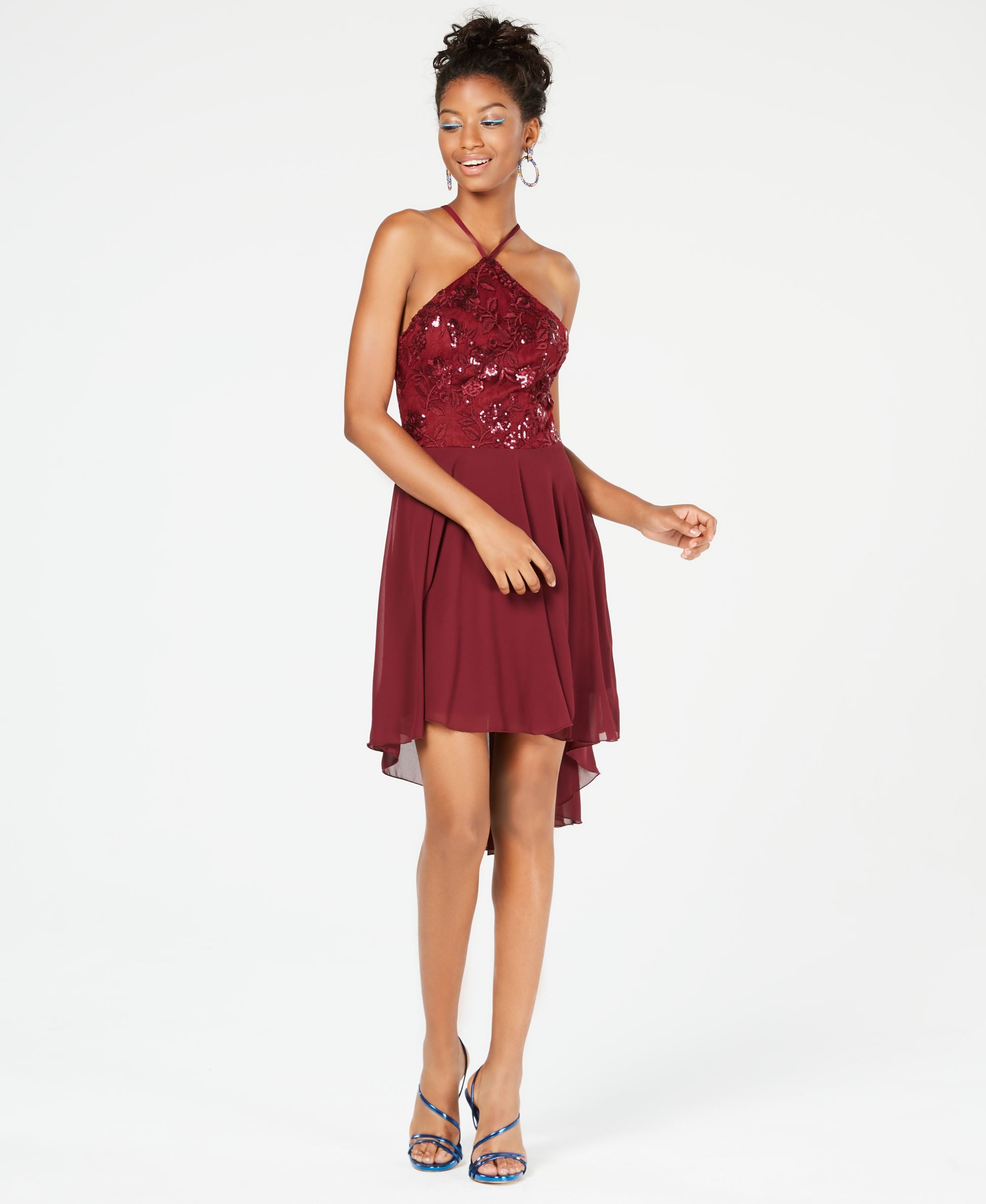 Speechless Juniors Strappy Sequin High Low Dress