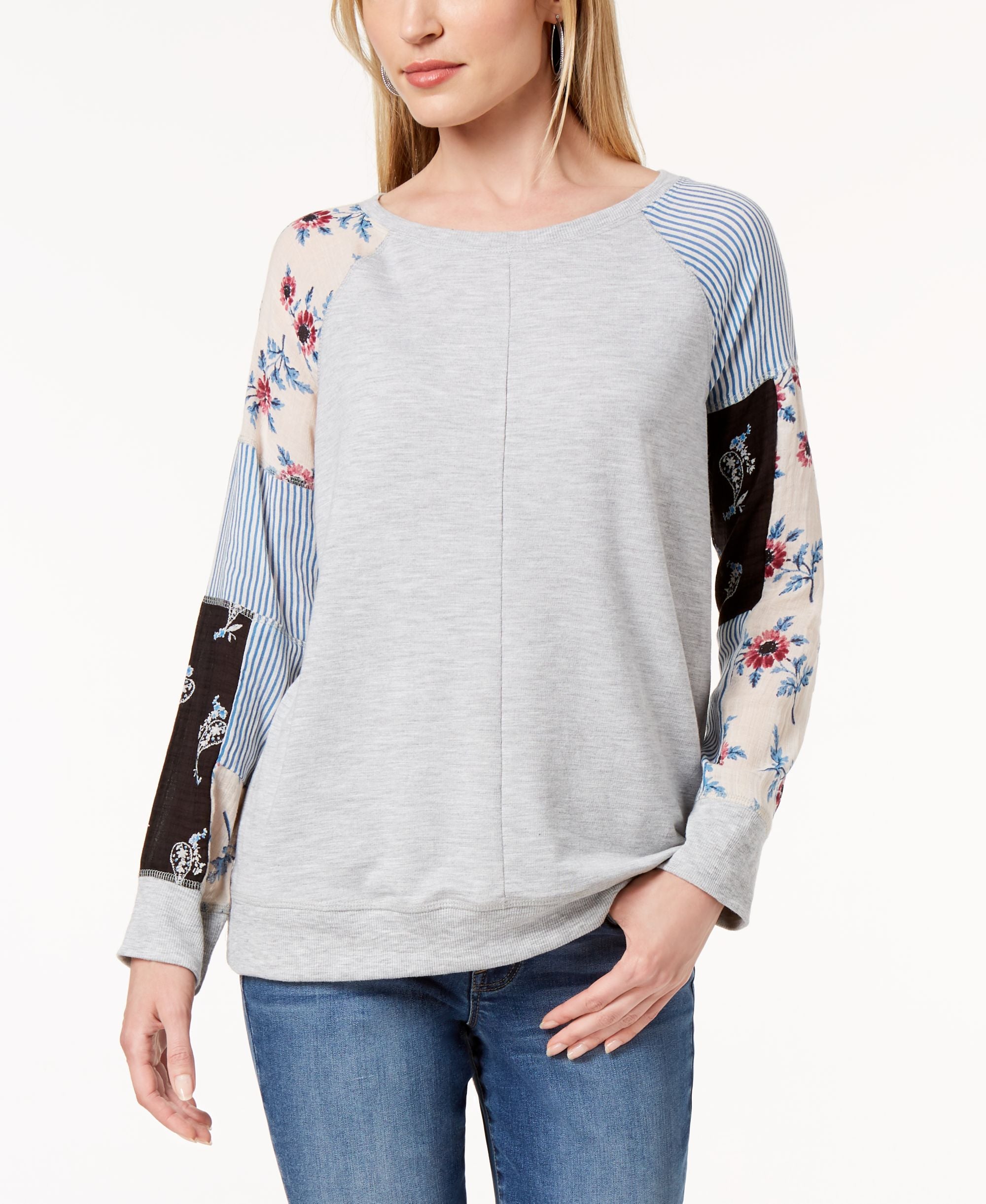 Style & Co Patchwork Sleeve Sweatshirt