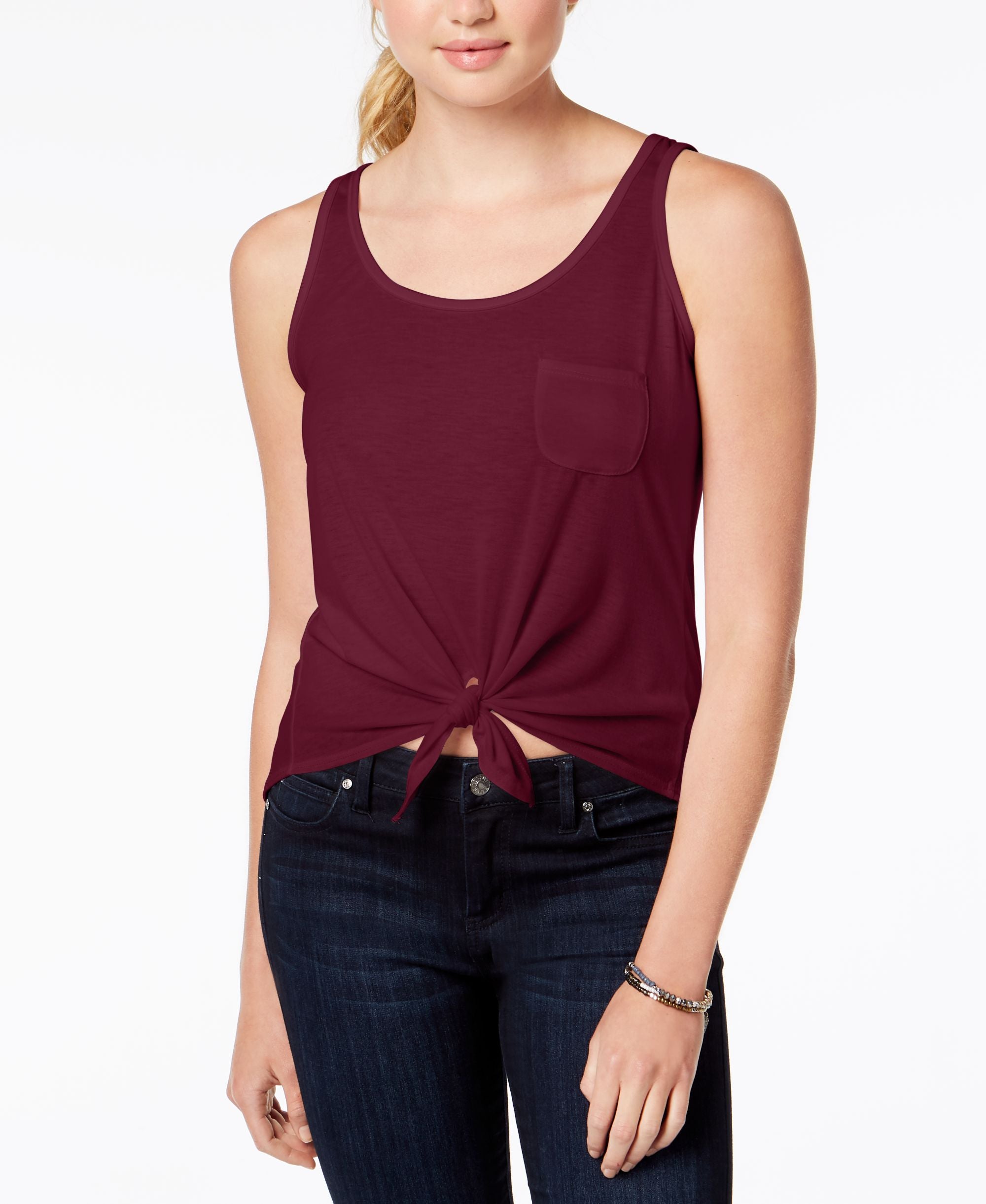 Juniors Tie-Front Tank Top