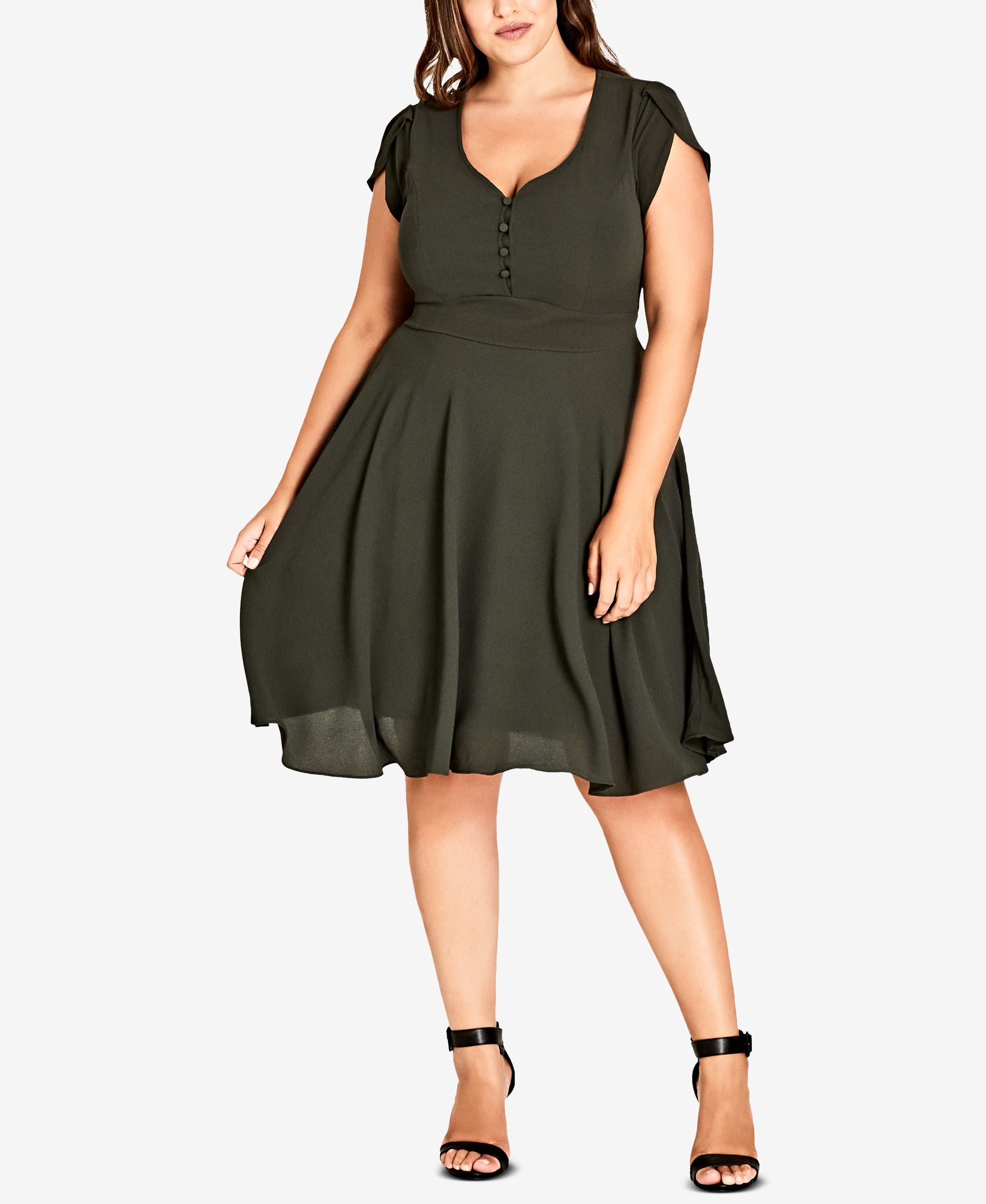 City Chic Trendy Plus Size Cap Sleeve A Line Dress