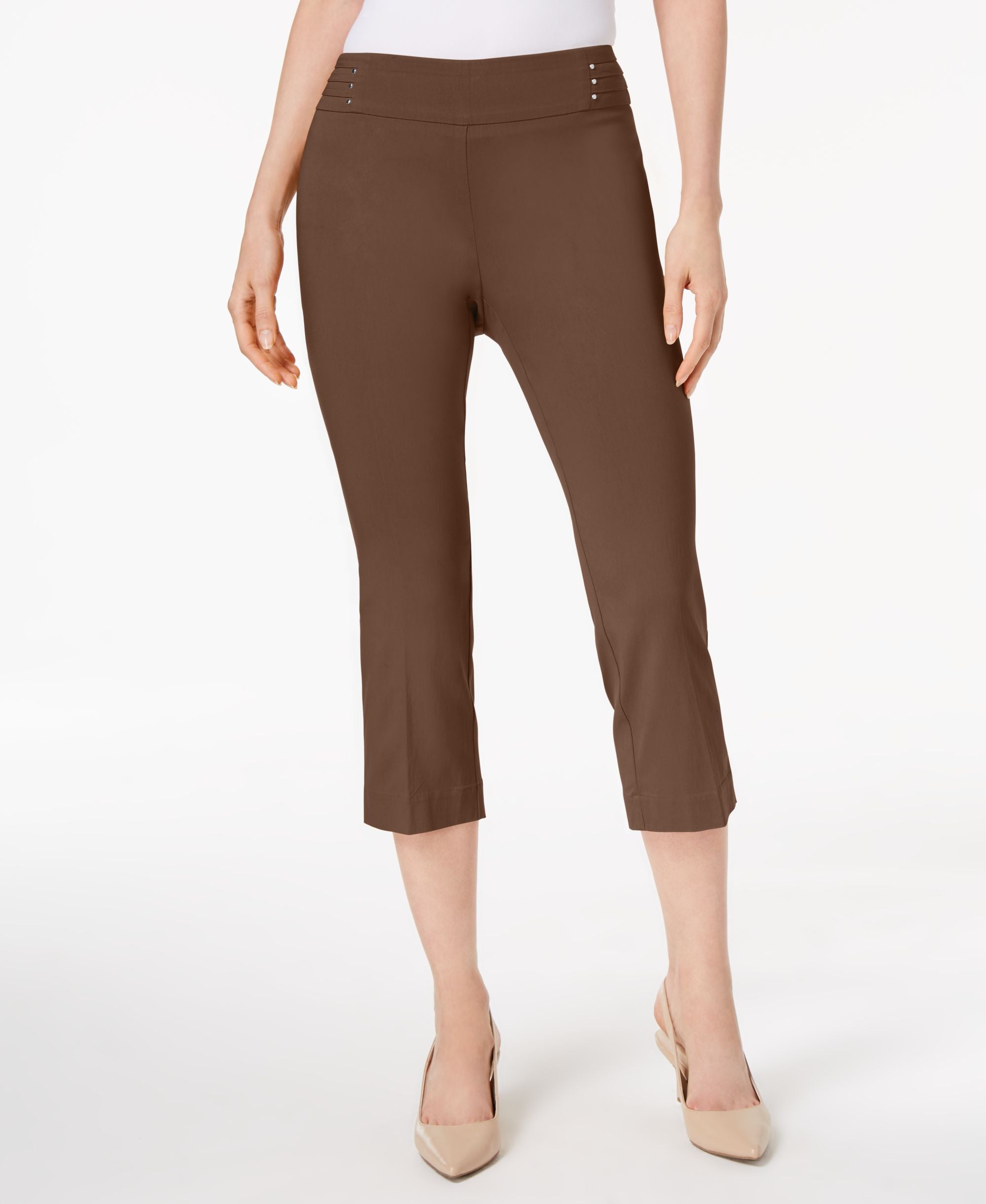 Embellished Pull-On Capri Pants