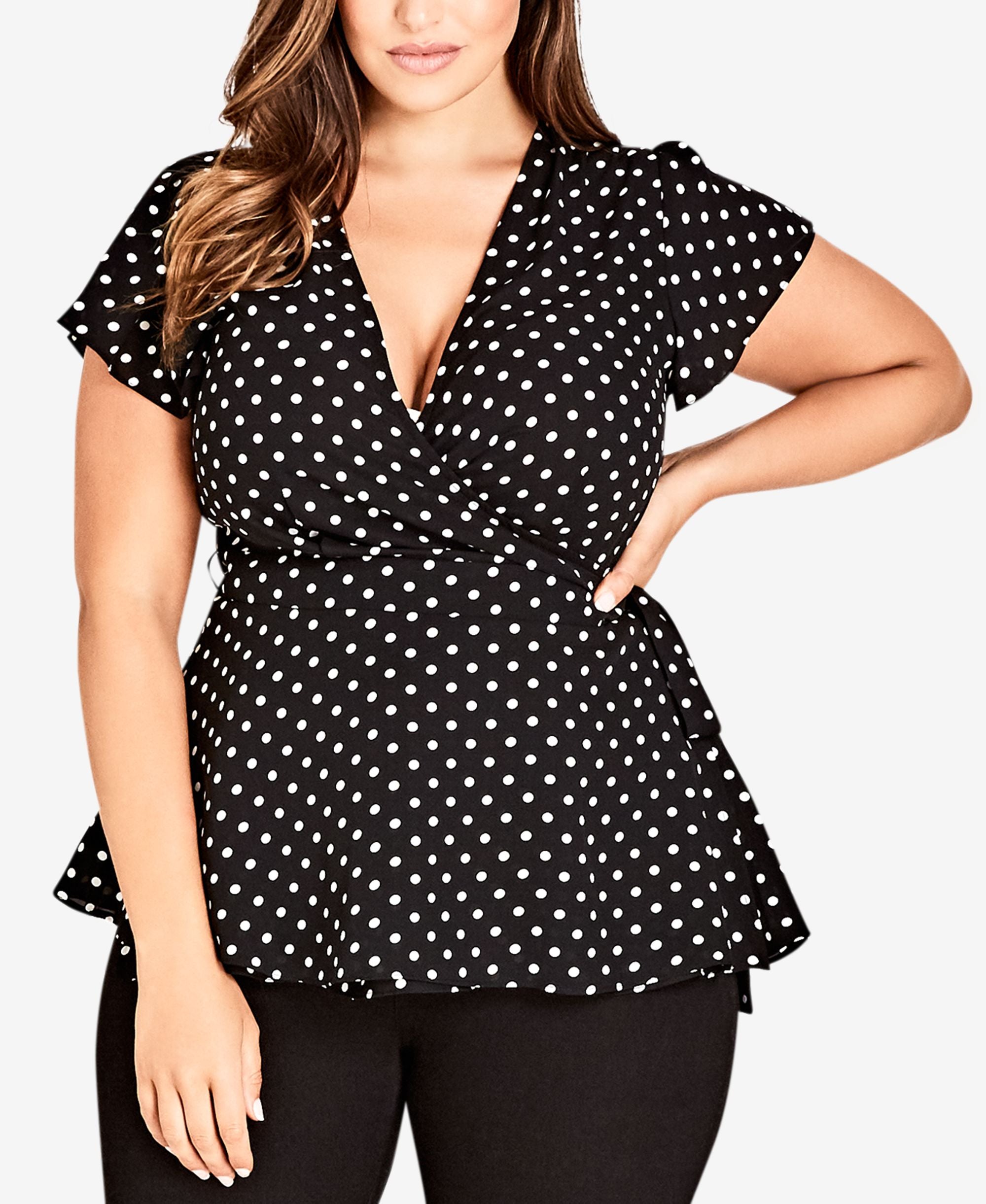 City Chic Trendy Plus Size Printed Wrap Top