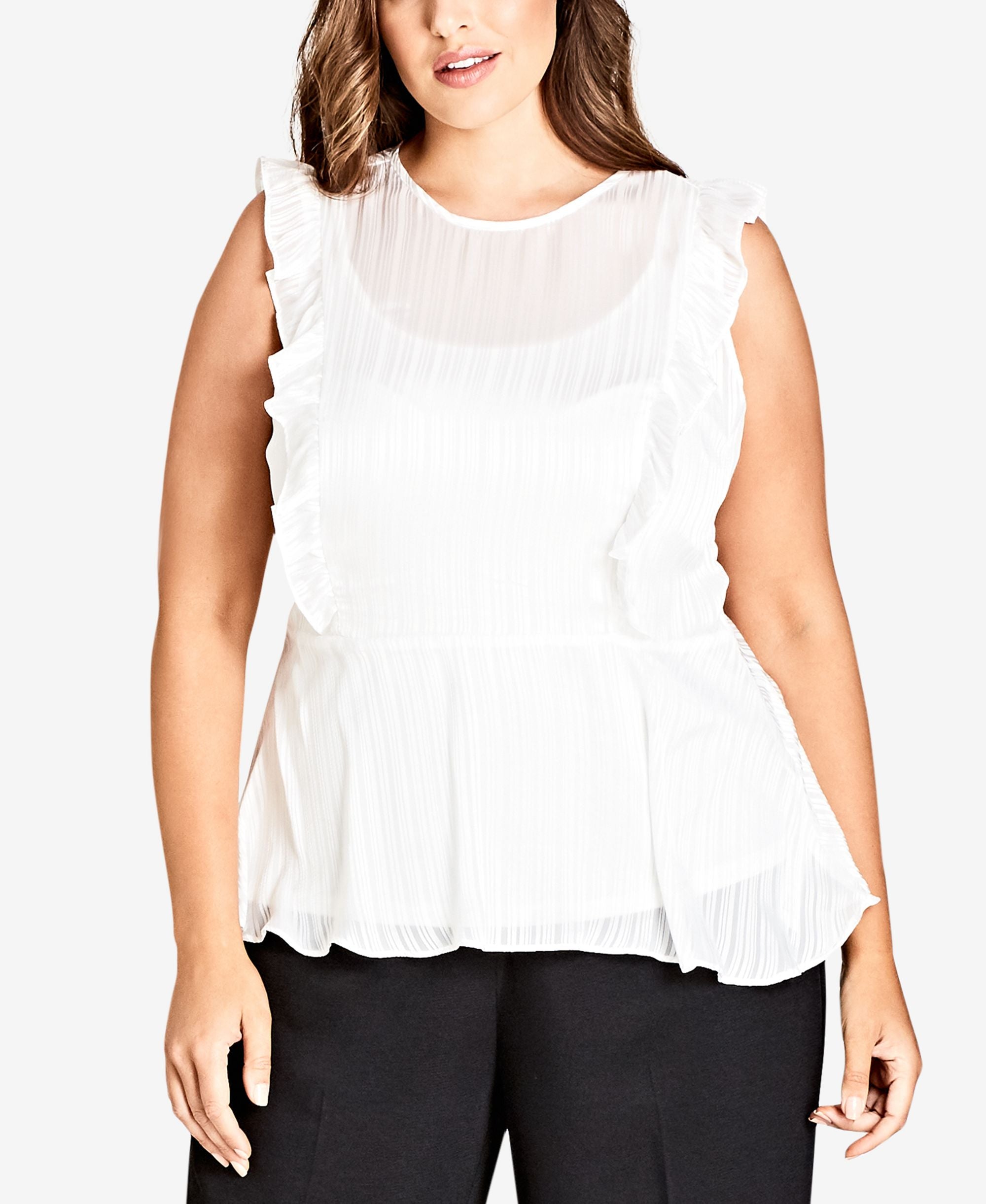 City Chic Trendy Plus Size Simply Striped Peplum Top