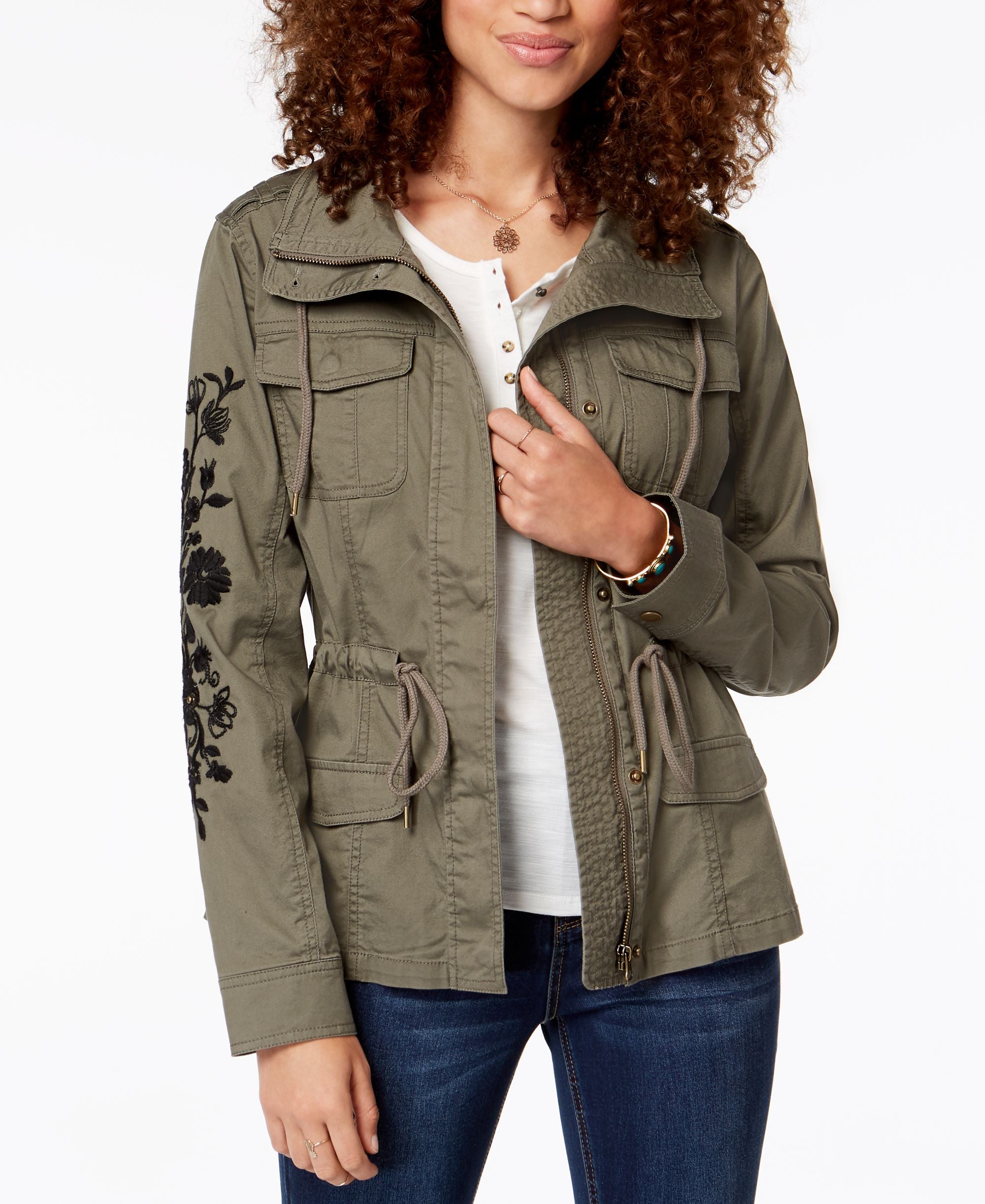 American Rag Juniors Embroidered Cargo Jacket