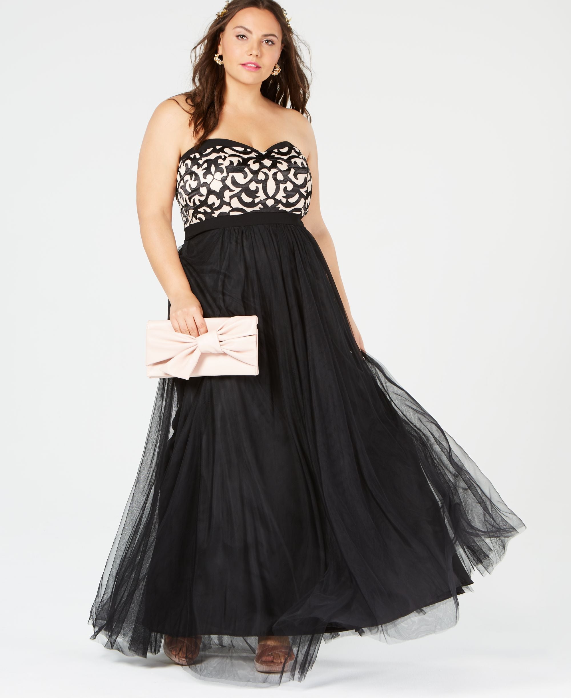 City Chic Plus Size Lace Strapless Gown