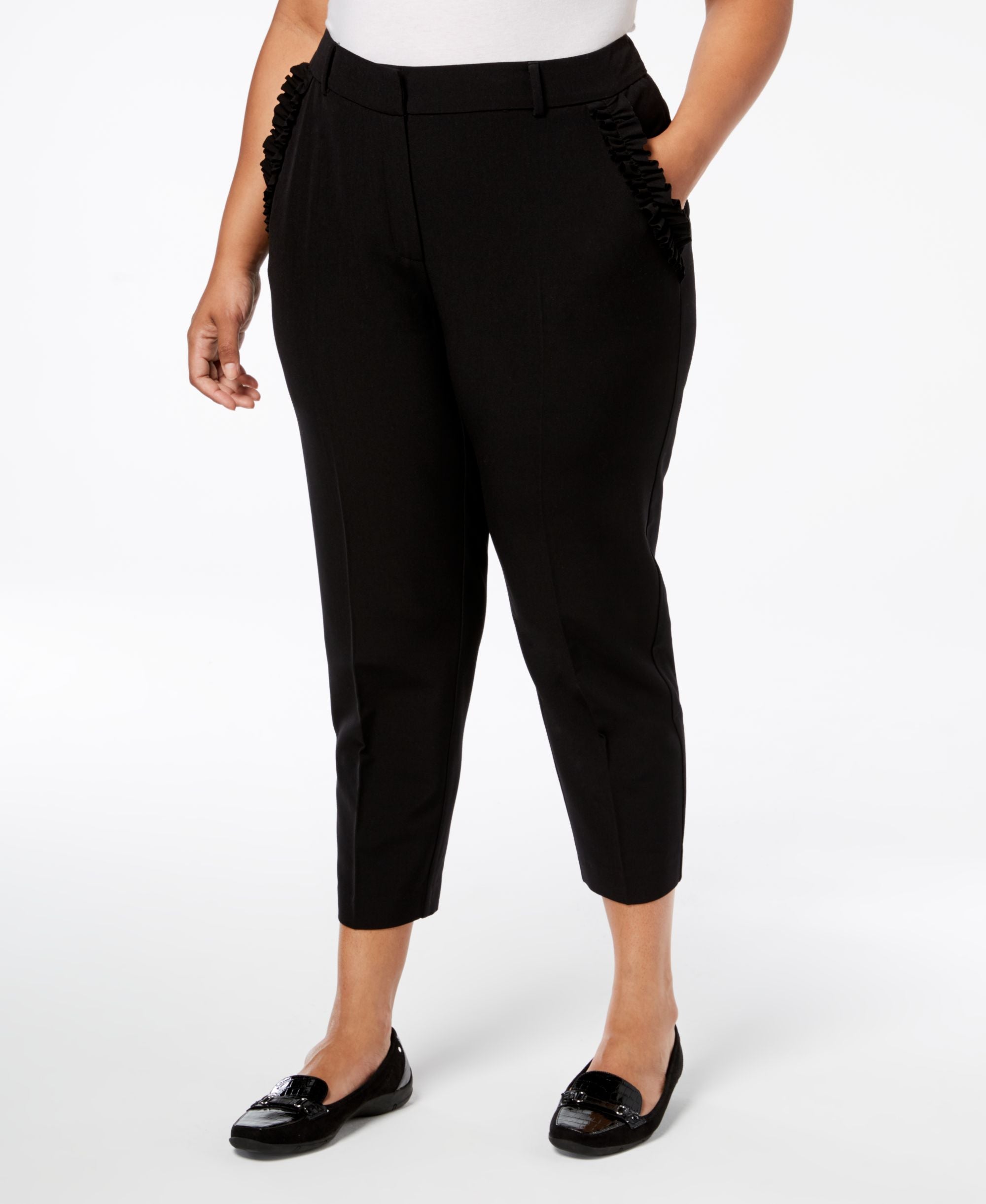 NY Collection Plus Petite Plus Size Ruffled Pocket Pants