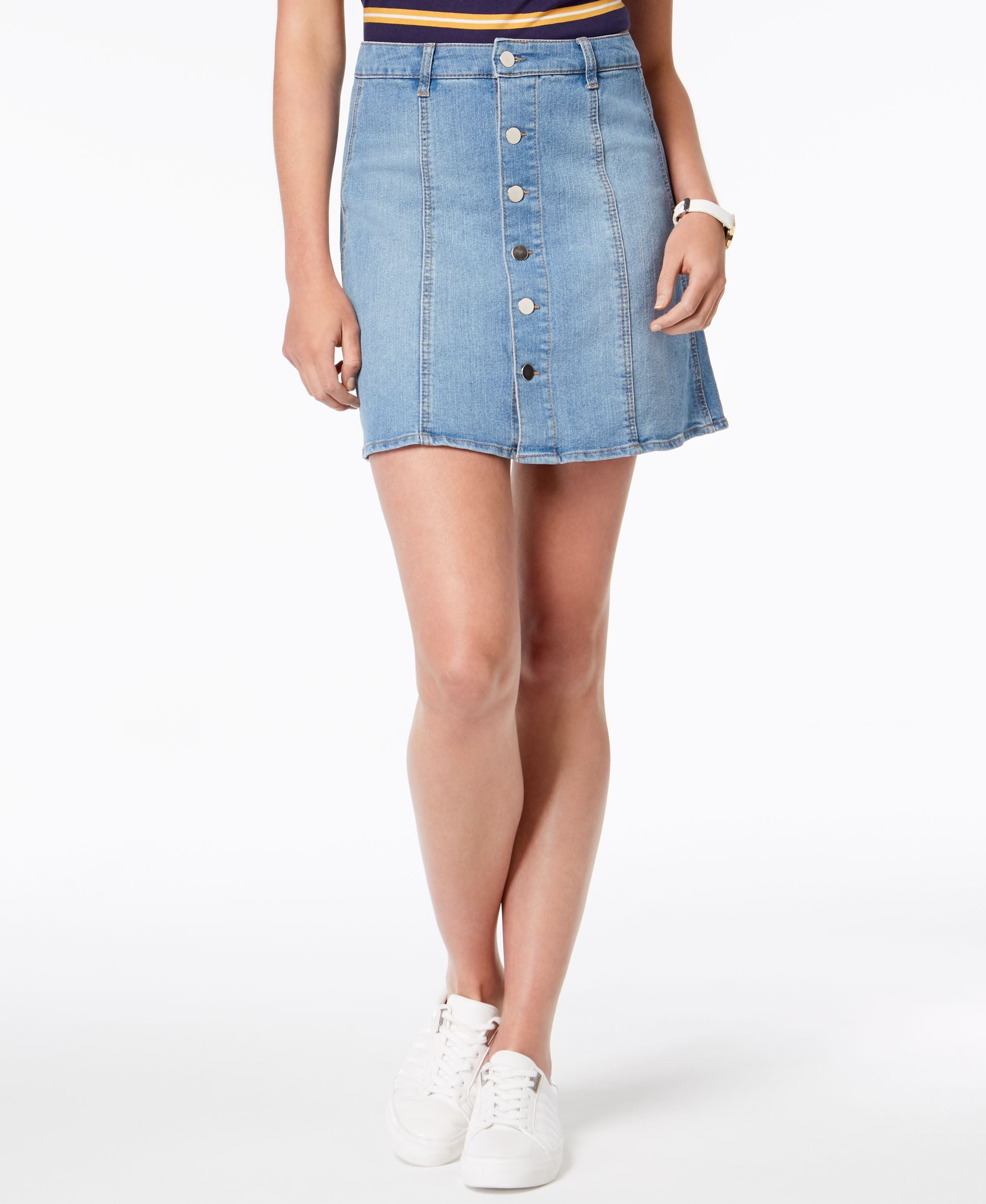 Tinseltown Juniors Button Front Denim Skirt