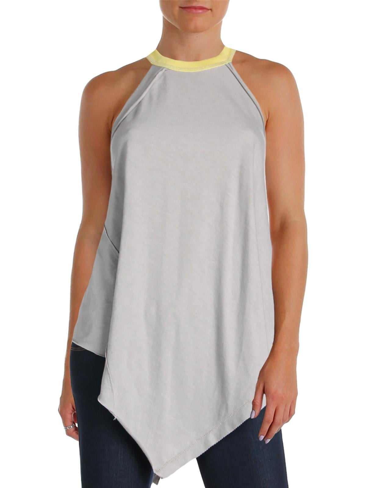 We The Free Womens Pointed Hem Heathered Tank Top Gray L