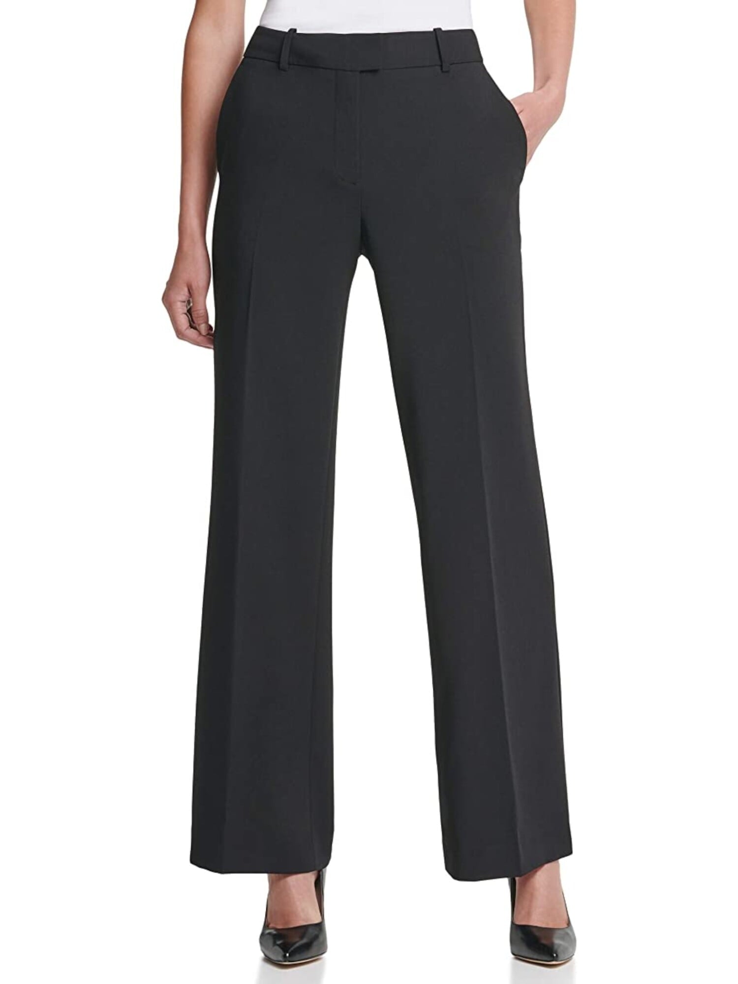 Women's Solid High-Rise Wide-Leg Career Pants