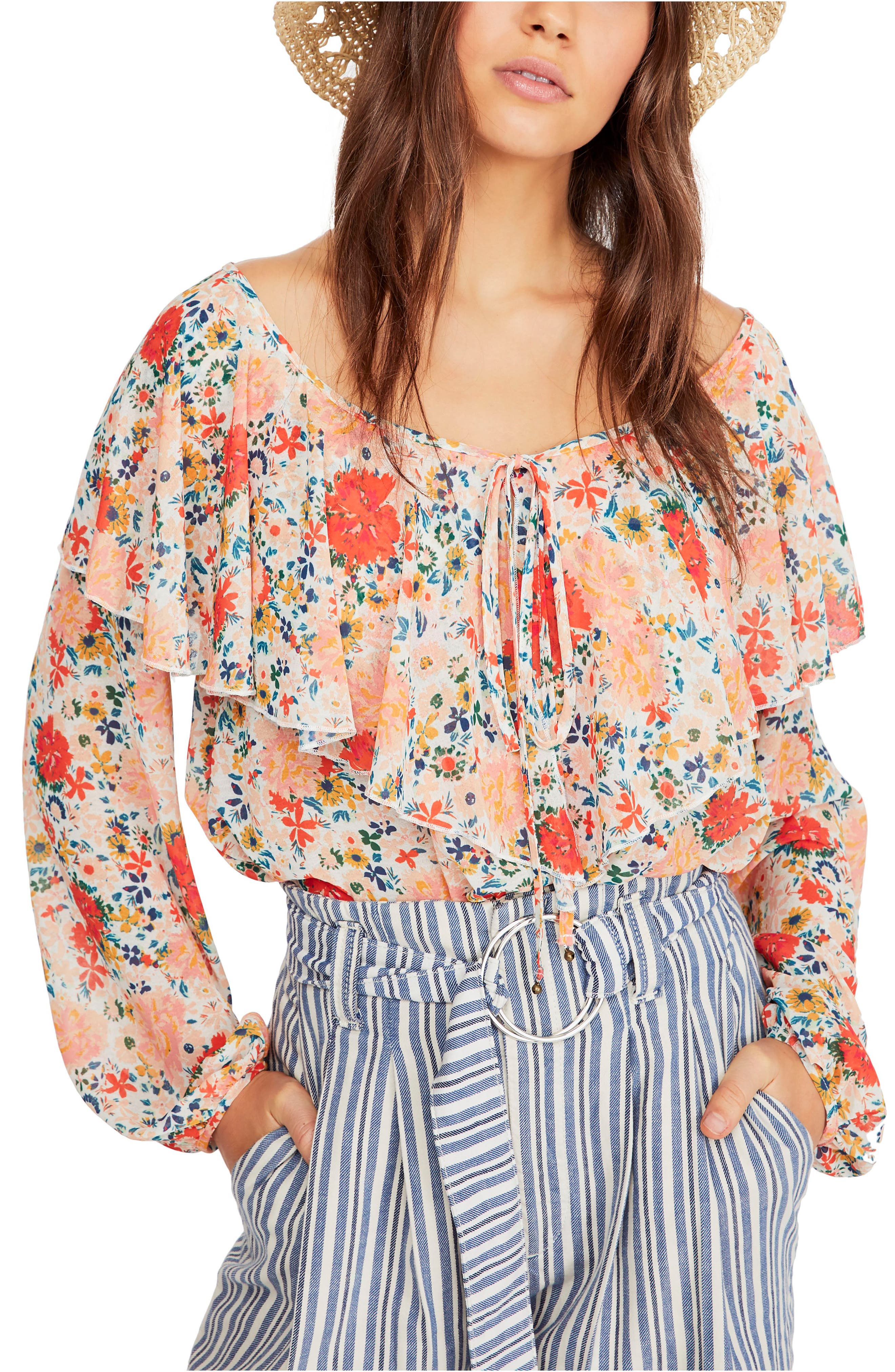 Say It To Me Ruffled Lace-Bottom Bodysuit
