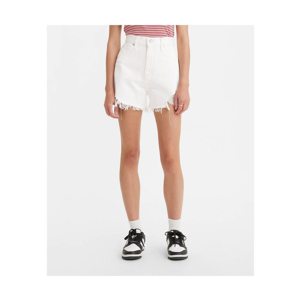 High-Waisted Cotton Mom Shorts