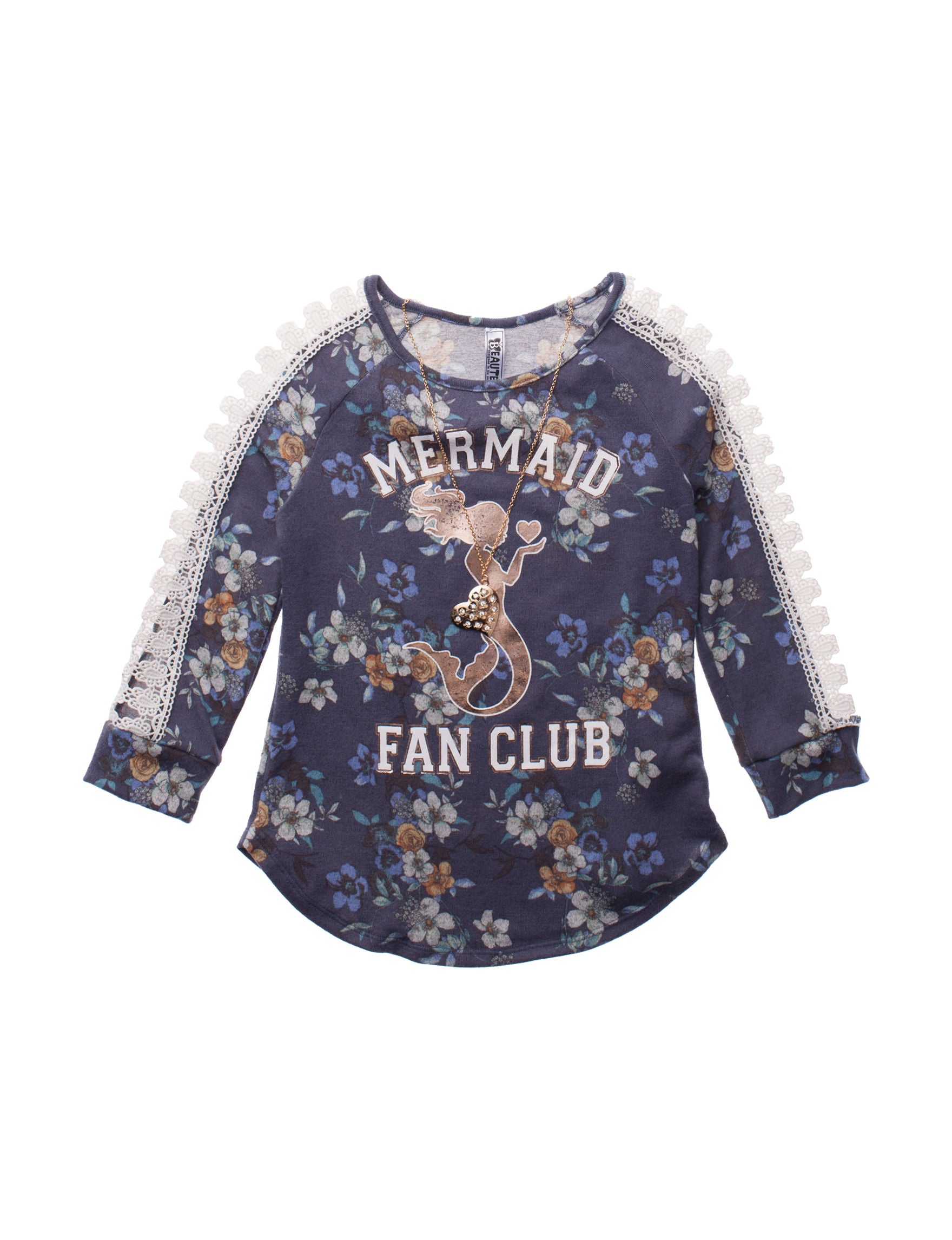 Beautees Mermaid Fan Club Floral Top