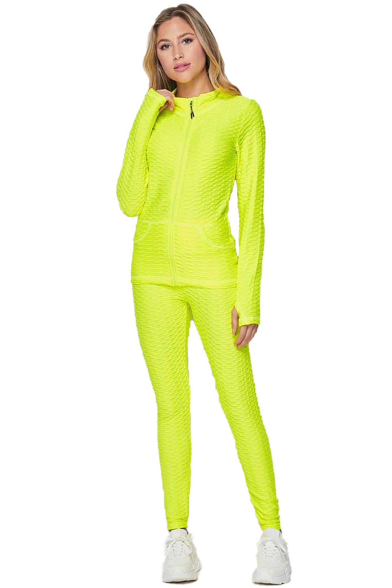 2 PiBrazilian Scrunch Butt Leggings and Jacket Set with Thumb Hole