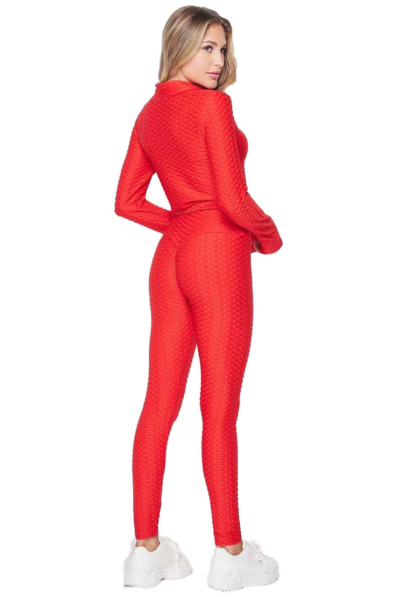 2 PiBrazilian Scrunch Butt Leggings and Jacket Set with Thumb Hole