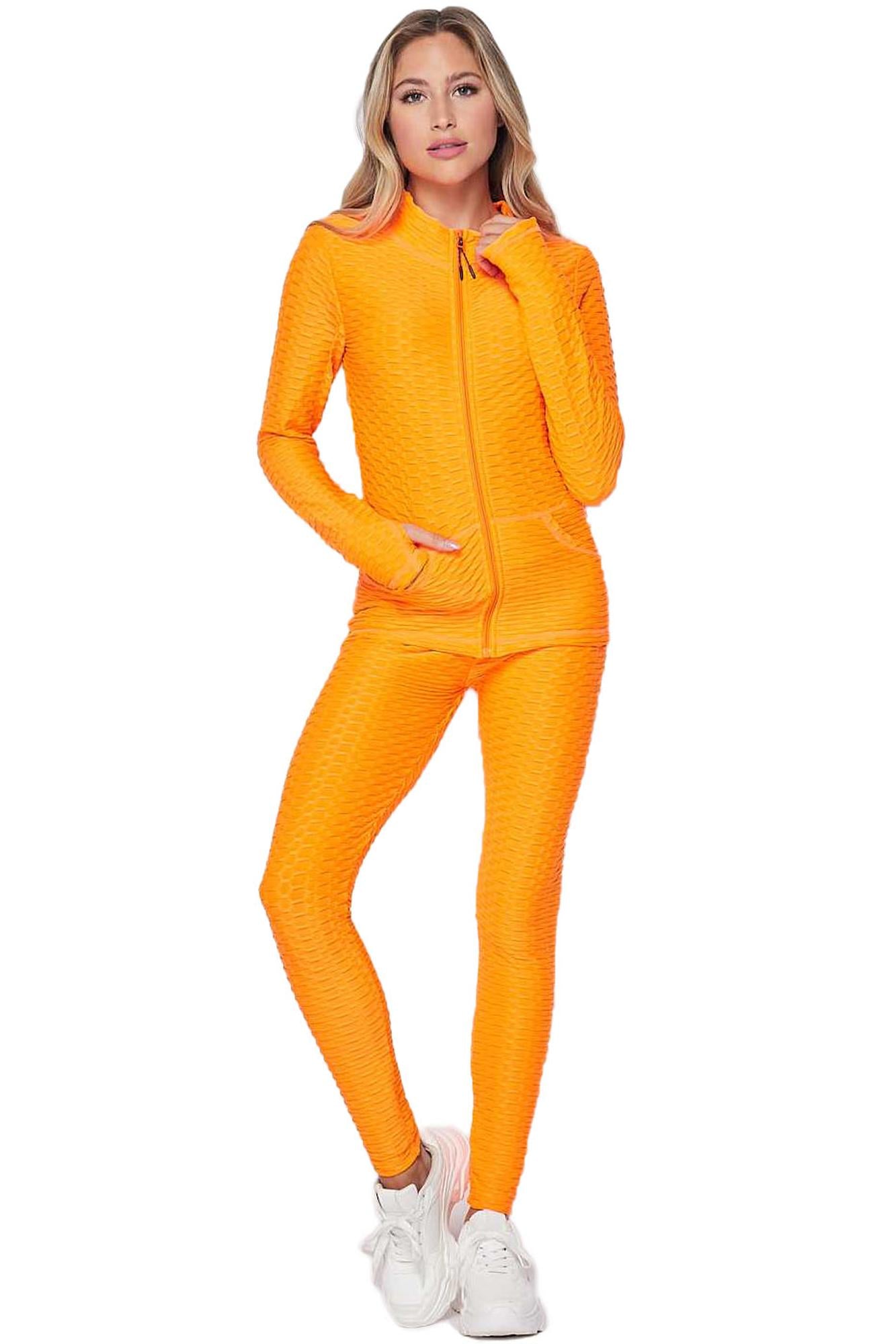 2 PiBrazilian Scrunch Butt Leggings and Jacket Set with Thumb Hole