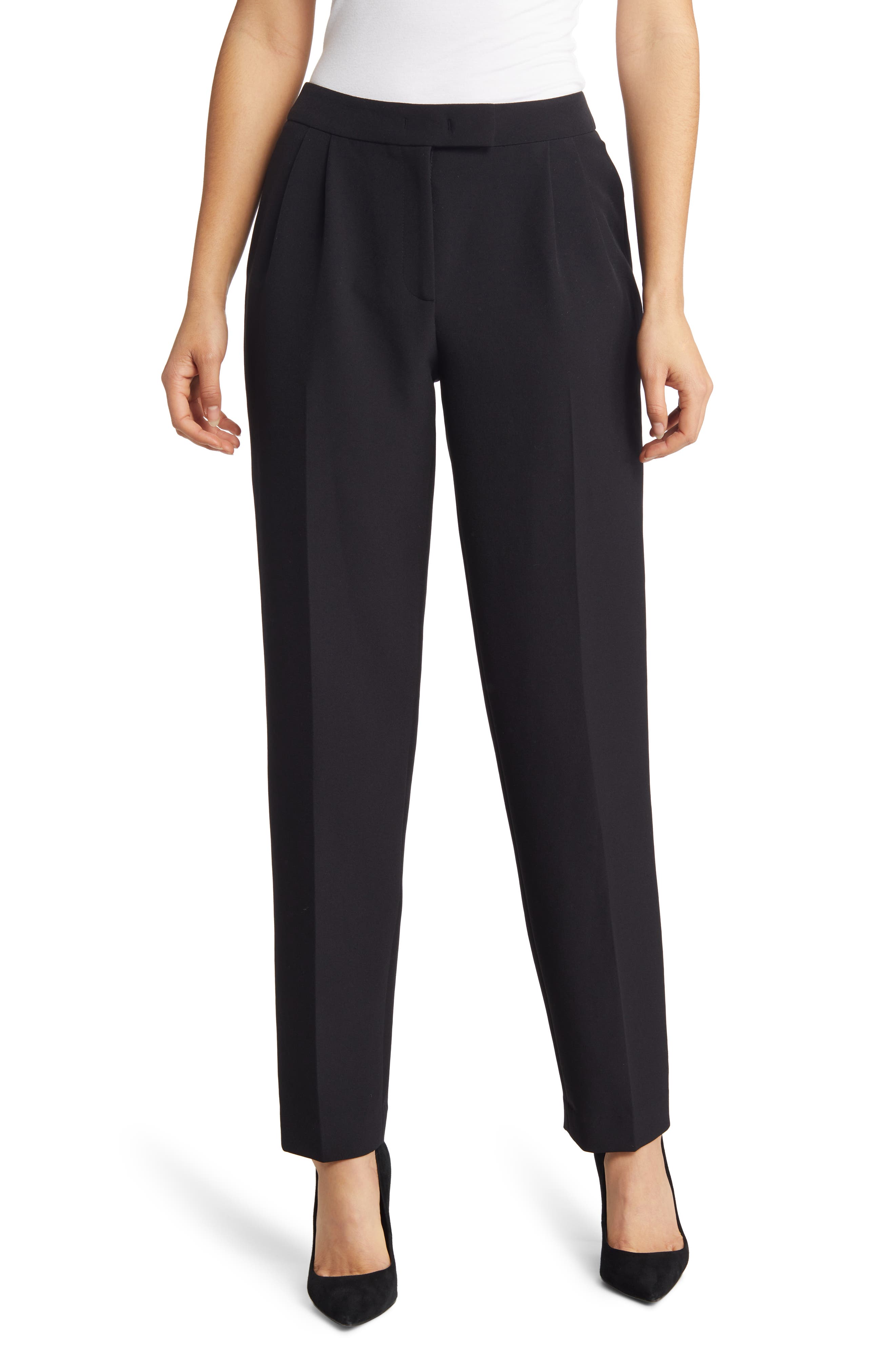 Anne Klein Pleated High Waist Pants in Anne Black