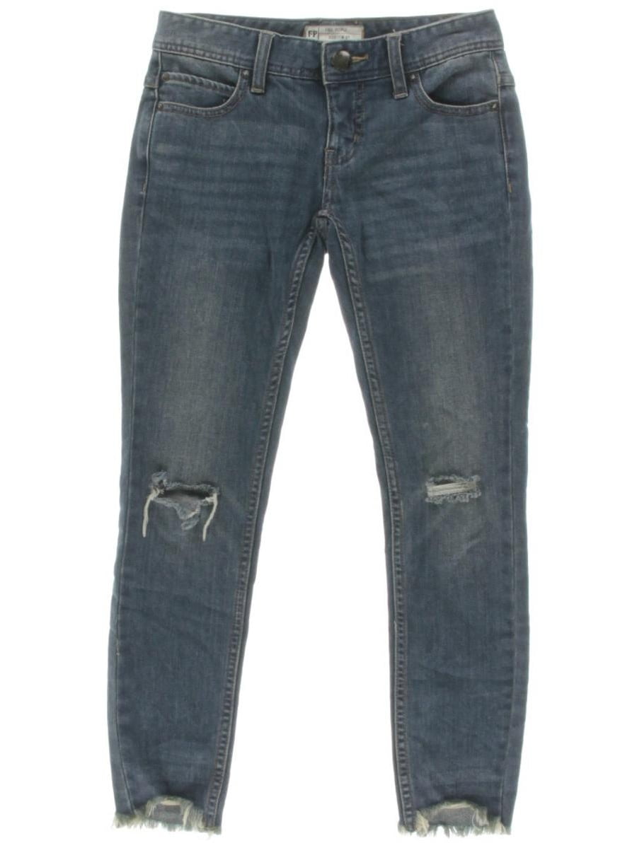 Free People Womens Tupe Distressed Mid Rise Ankle Jeans