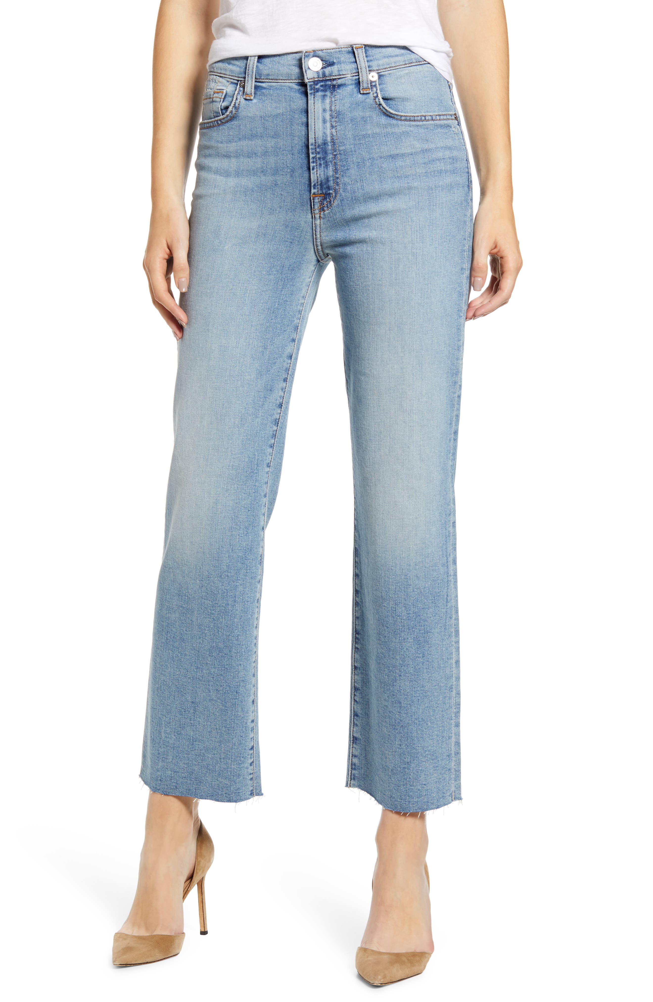 Women's 7 For All Mankind Alexa High Waist Ankle Wide Leg Jeans Blue 25
