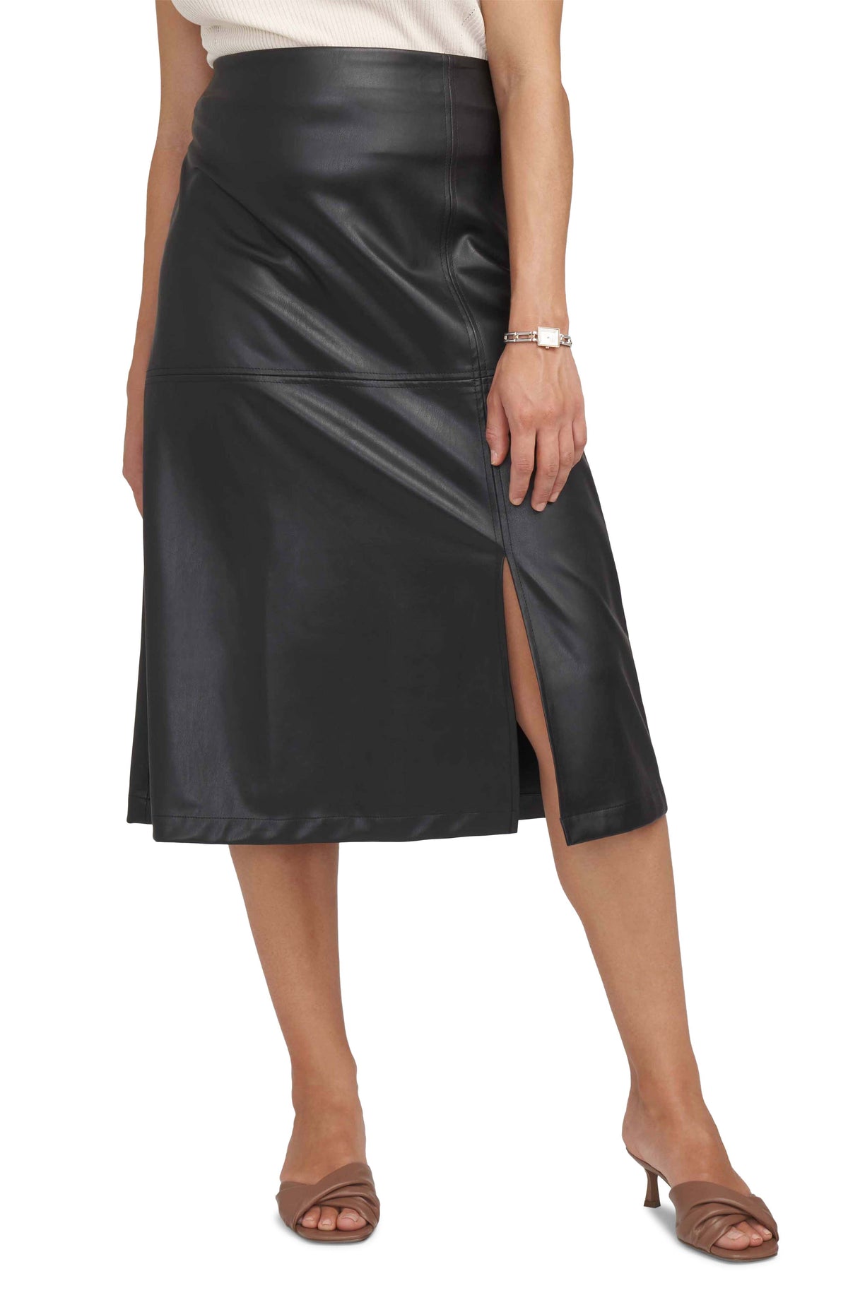 Women's Hollywood Faux-Leather Slit-Front Skirt