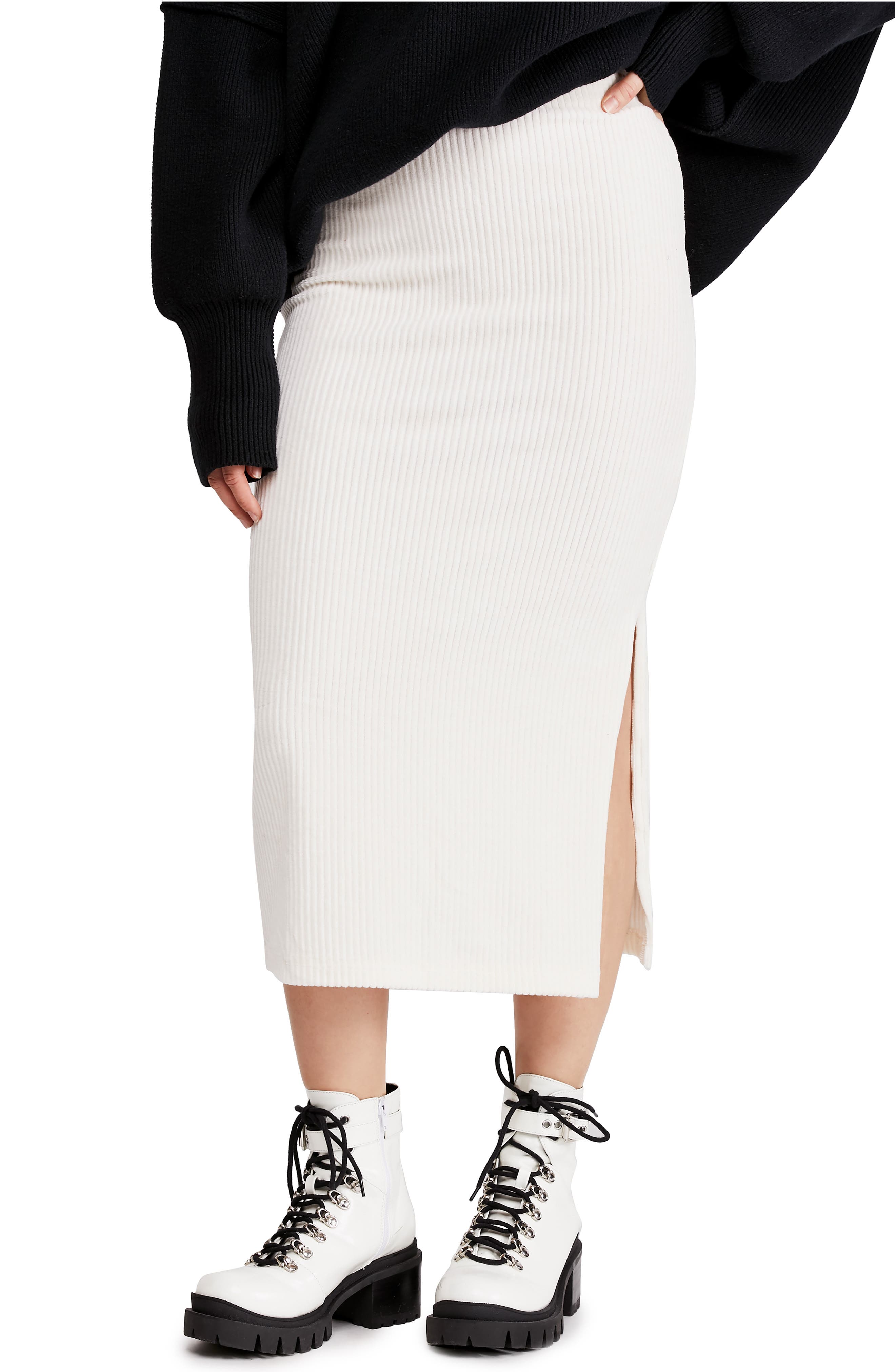 Free People Helen Ribbed Tube Midi Skirt