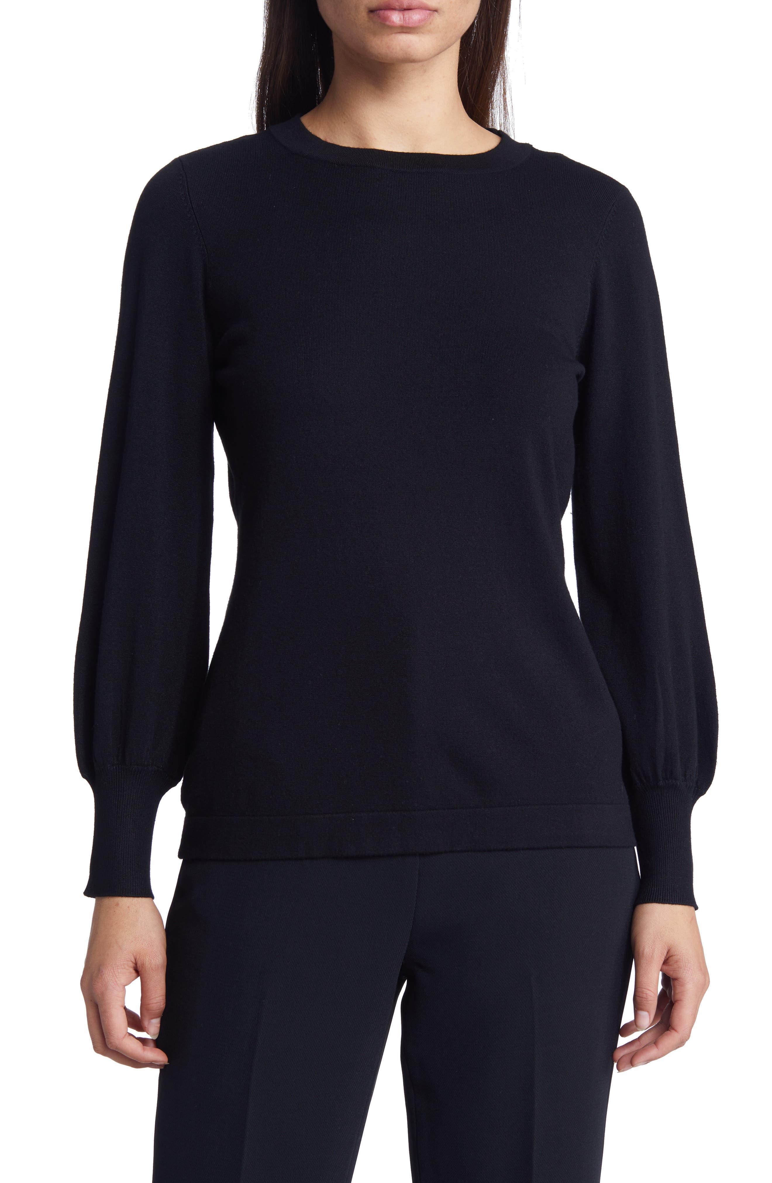 Anne Klein Womens Back Cut-Out Bishop Sleeves Pullover Top