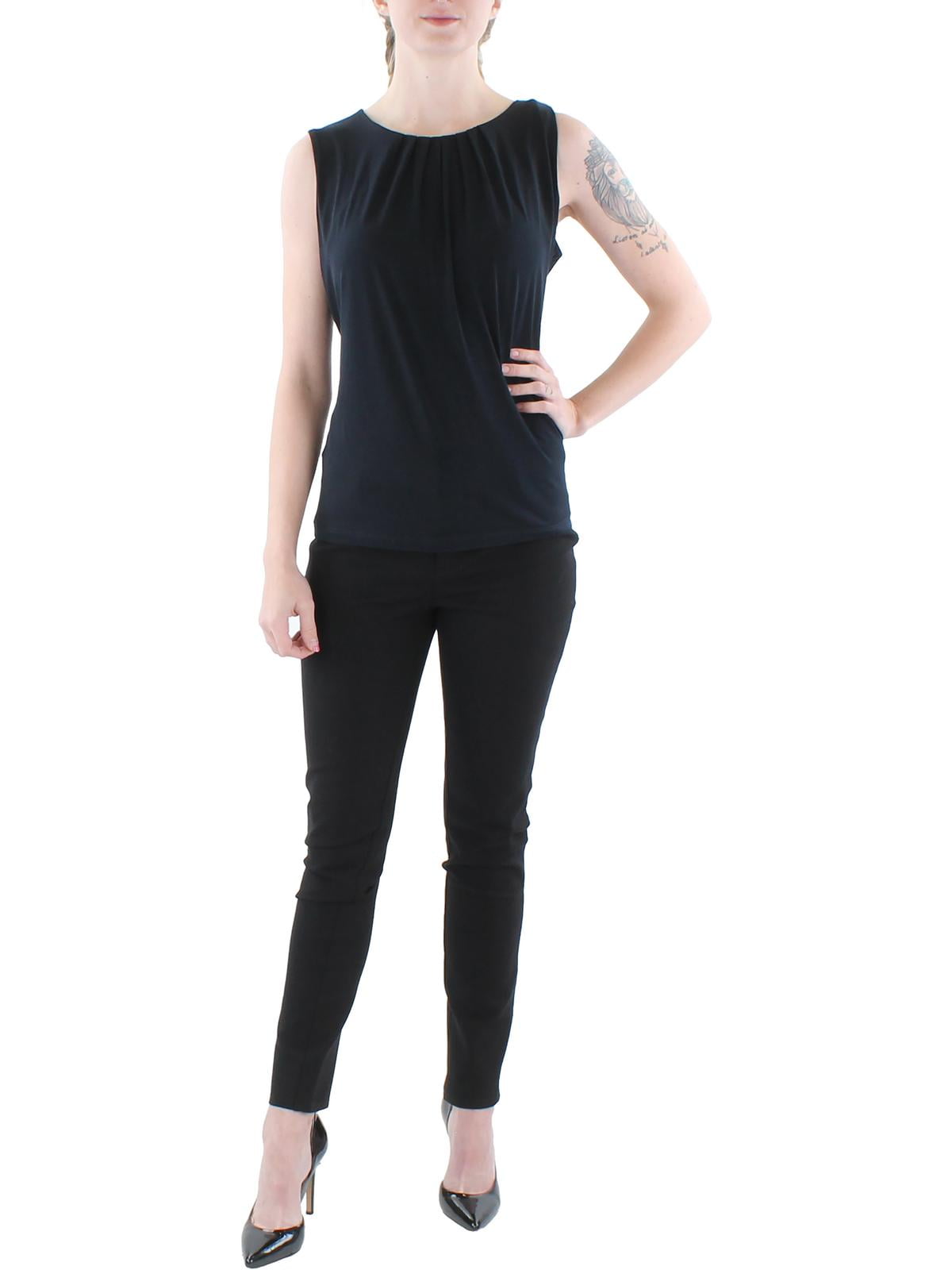 Sleeveless Pleated Crewneck Top
