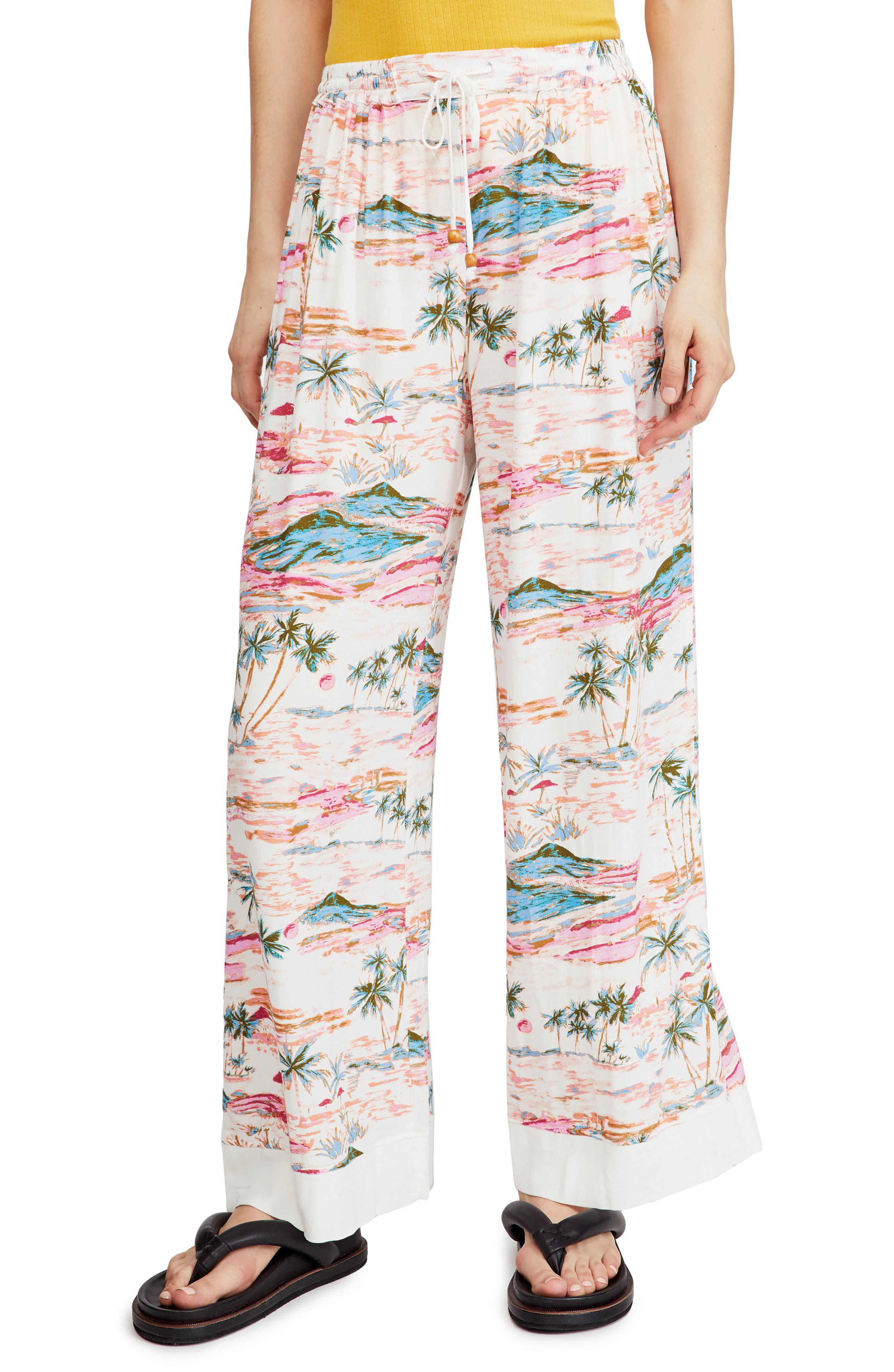 Free People Blue Lagoon Printed Drawstring Pants