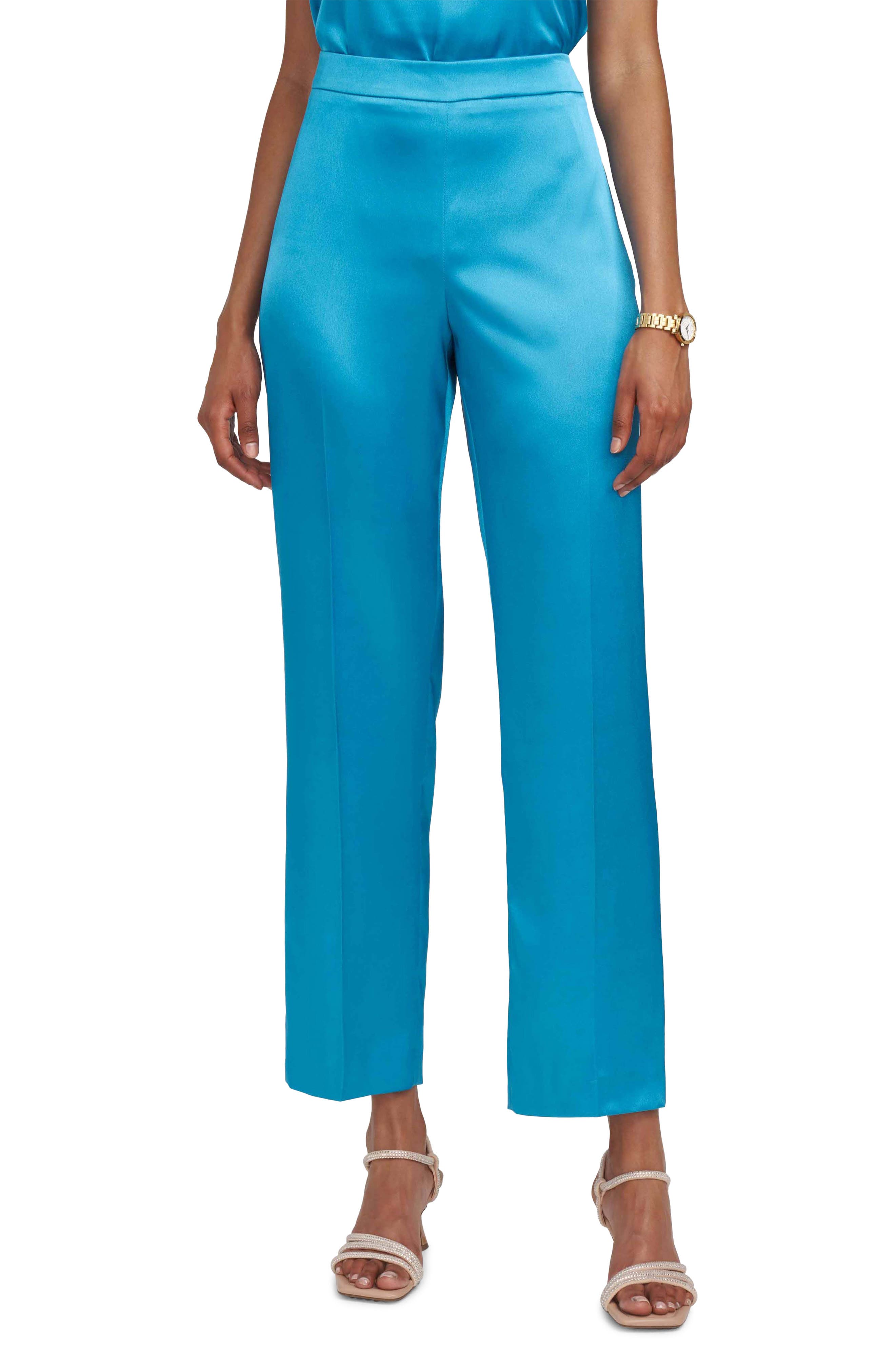 Anne Klein High Waist Wide Leg Satin Pants