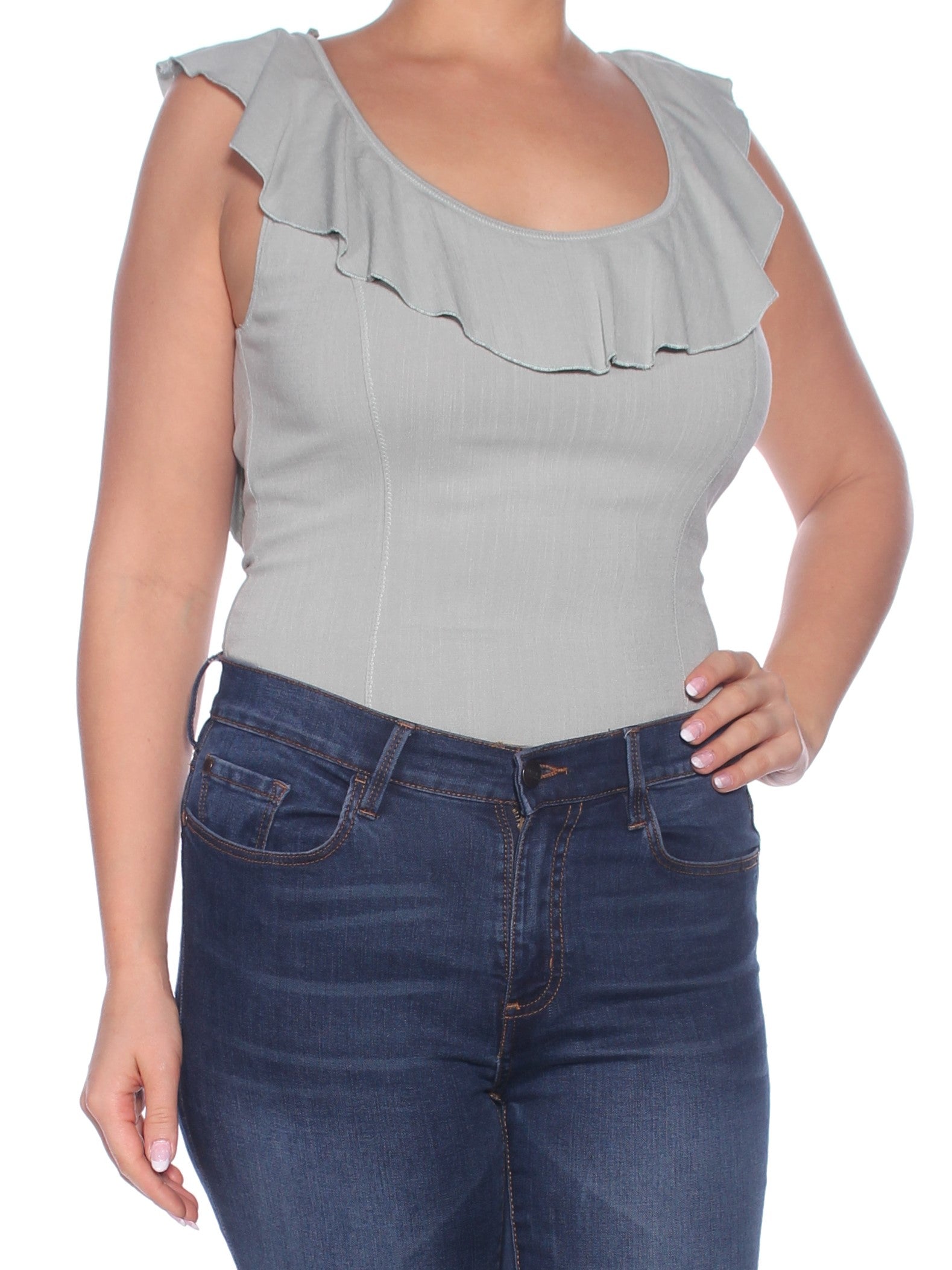 Free People Womens Woven Stretch Bodysuit Green L