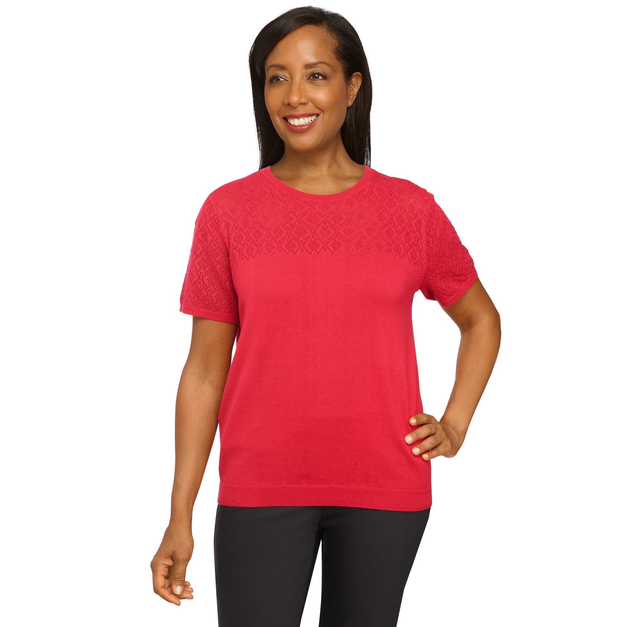 Petite Short Sleeve Crewneck Sweater