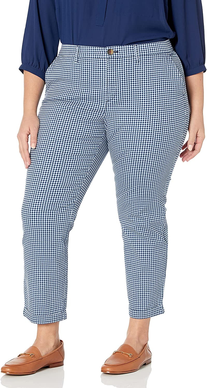 Women's Gingham-Print Cuffed Pants
