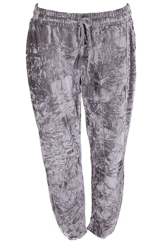American Rag Silver Drawstring Velvet Tulip-Leg Pants