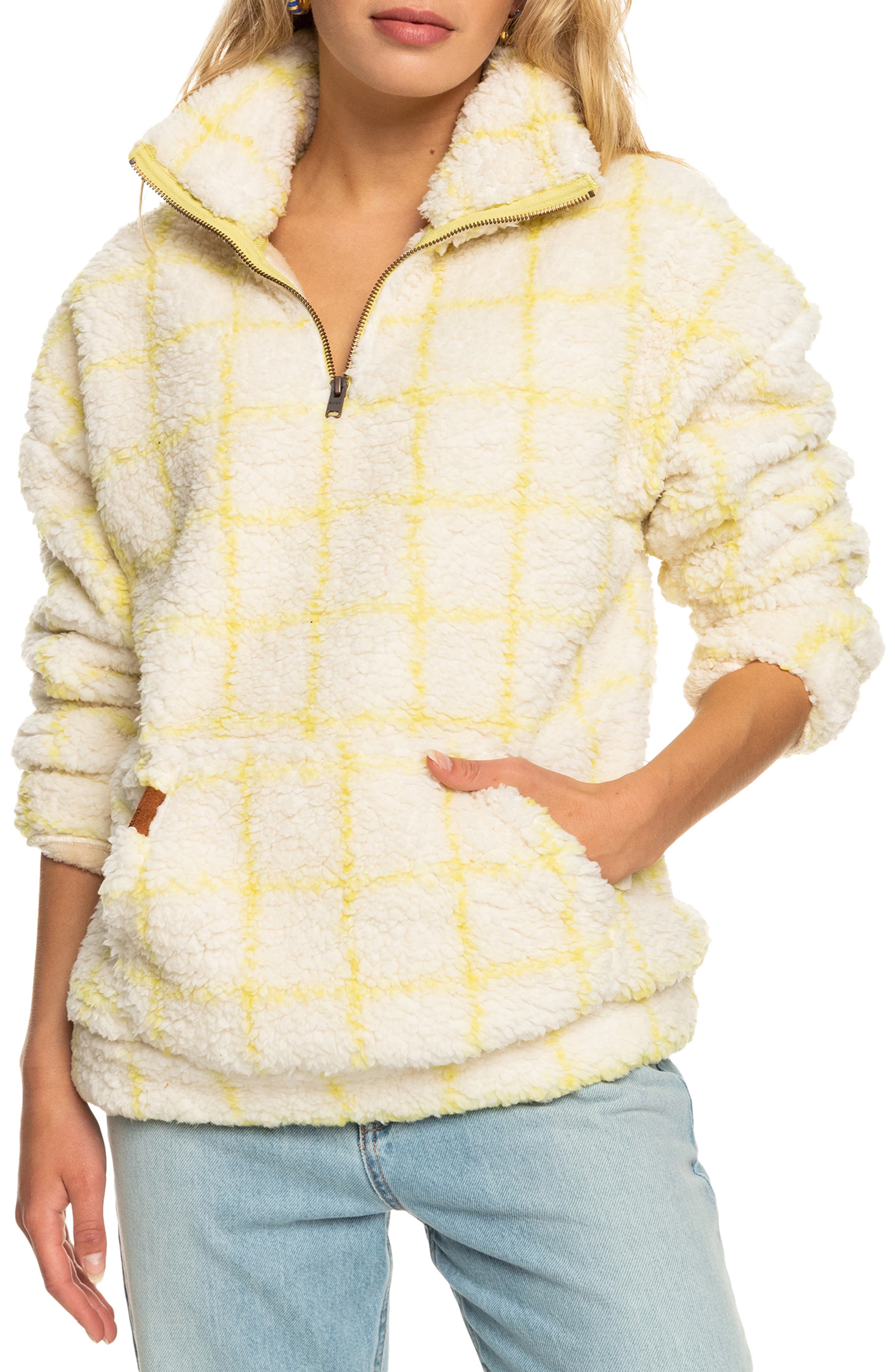 Roxy Bonfires on the Beach Camo Faux Fur Pullover Tapioca XXL