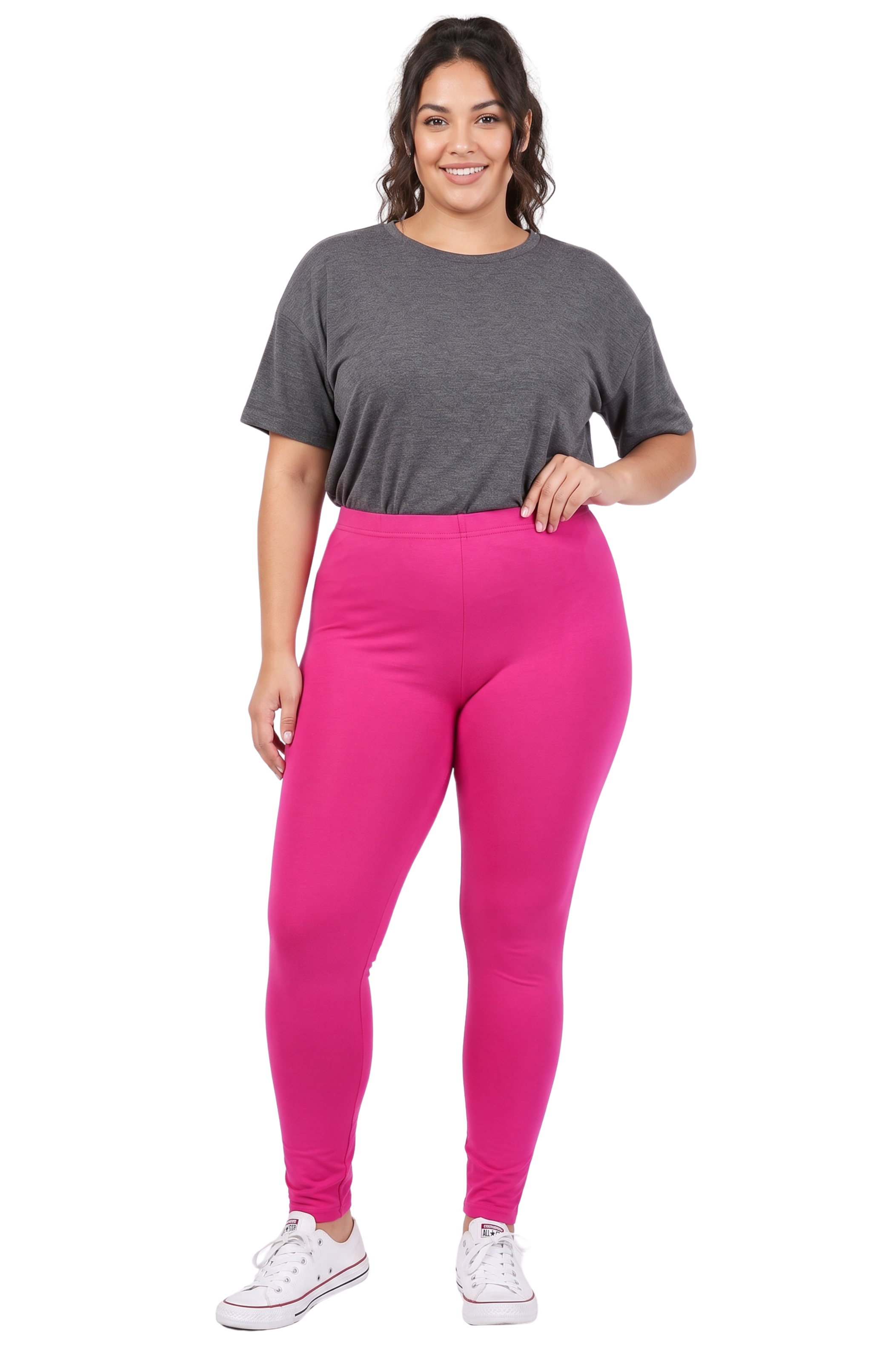 Brushed Basic Solid Plus Size Leggings - New Mix