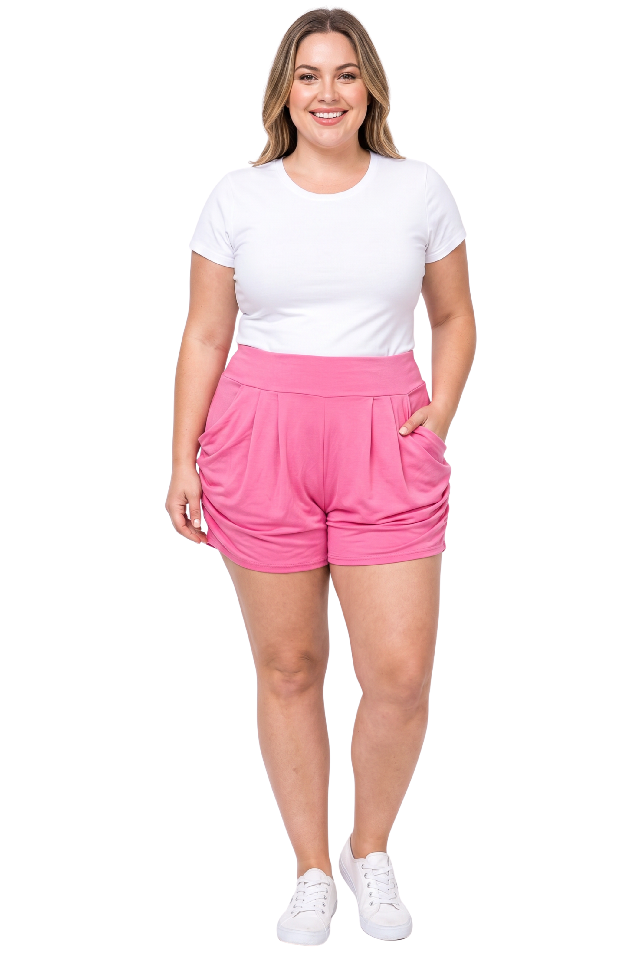Buttery Smooth Solid Basic Plus Size Harem Shorts